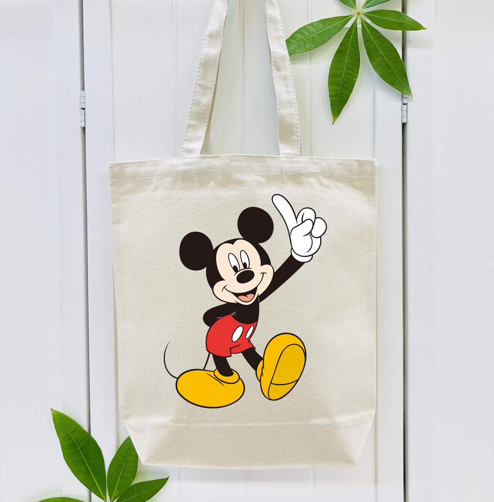 ミッキーマウス Mickey Mouse 縦型キャンバス生地手提げバッグ　トートバッグ