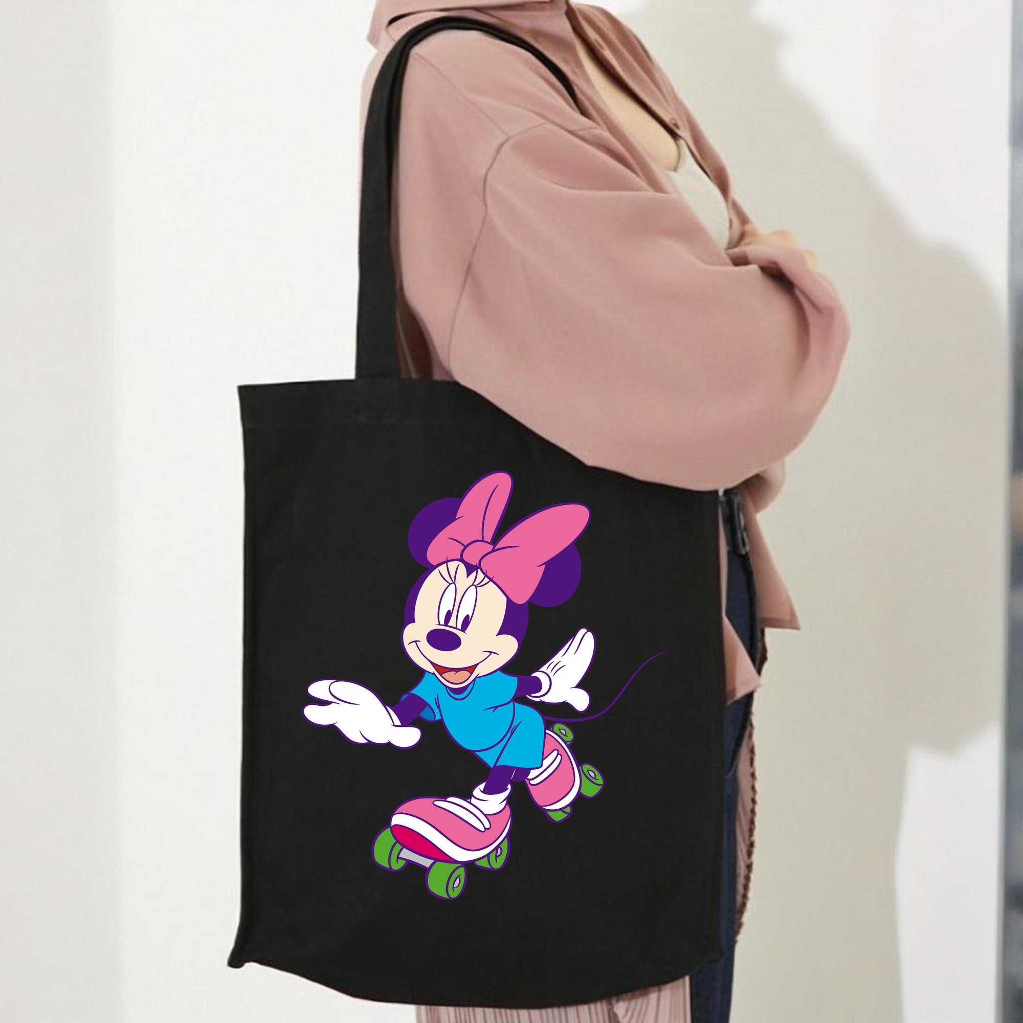 ミッキーマウス Mickey Mouse 縦型キャンバス生地手提げバッグ　トートバッグ