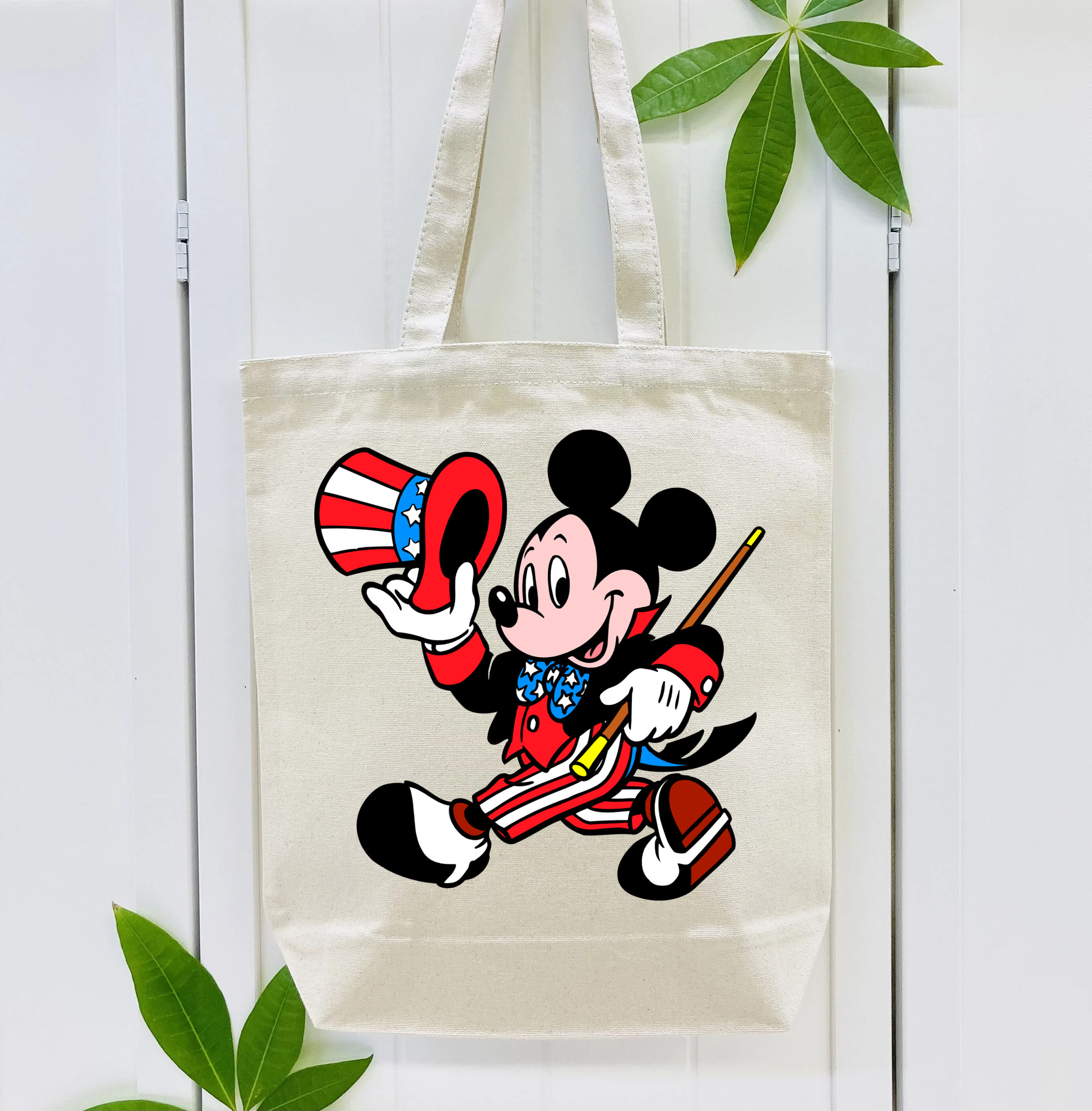 ミッキーマウス Mickey Mouse 縦型キャンバス生地手提げバッグ　トートバッグ