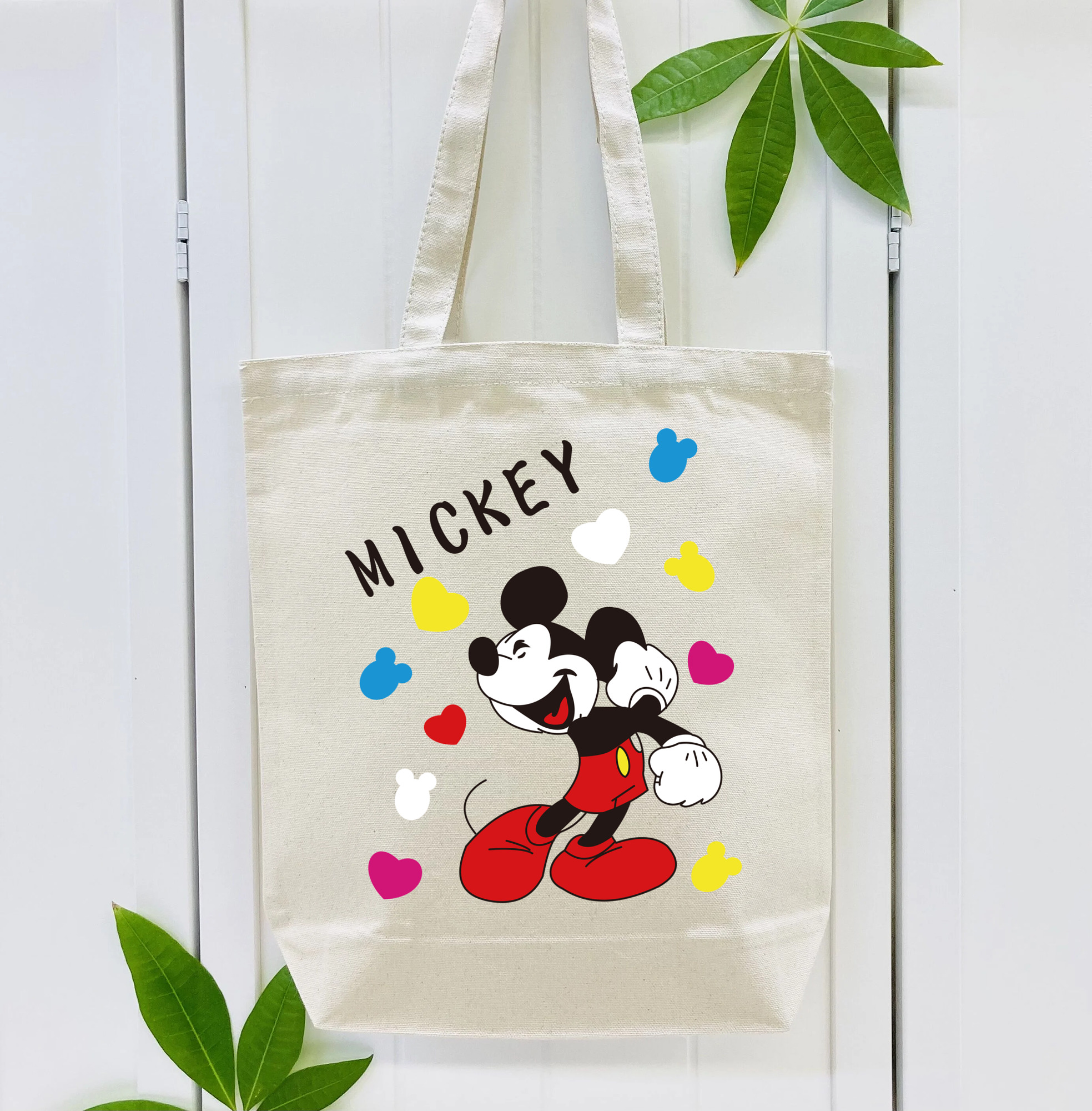 ミッキーマウス Mickey Mouse 縦型キャンバス生地手提げバッグ　トートバッグ