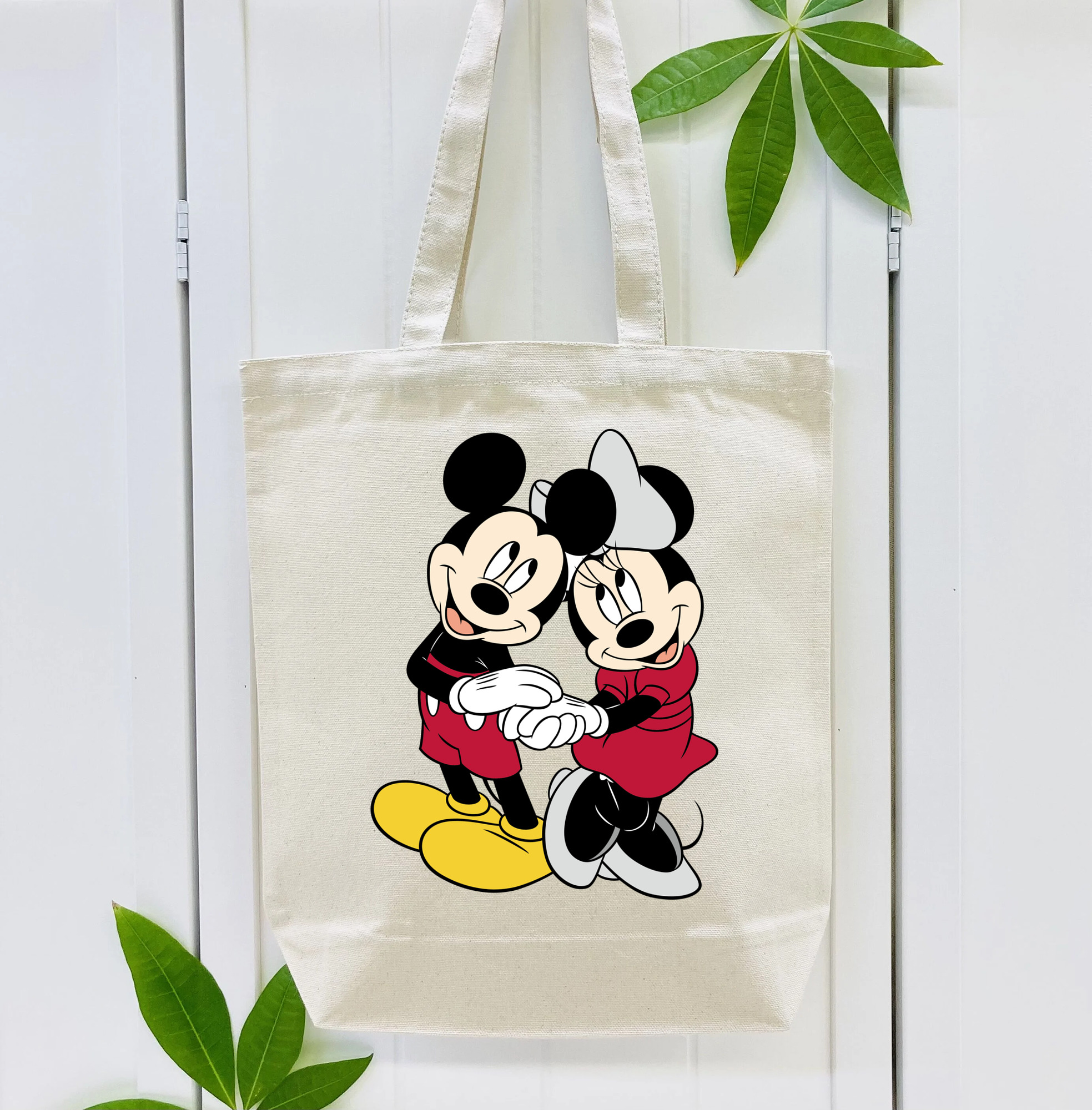ミッキーマウス Mickey Mouse 縦型キャンバス生地手提げバッグ　トートバッグ