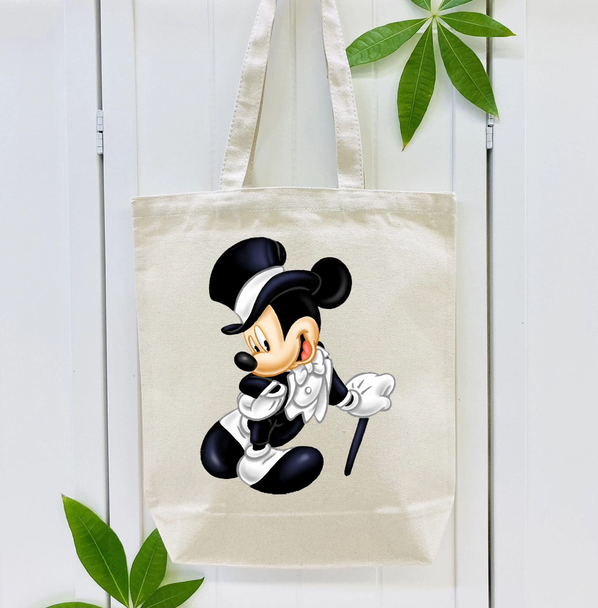 ミッキーマウス Mickey Mouse 縦型キャンバス生地手提げバッグ　トートバッグ
