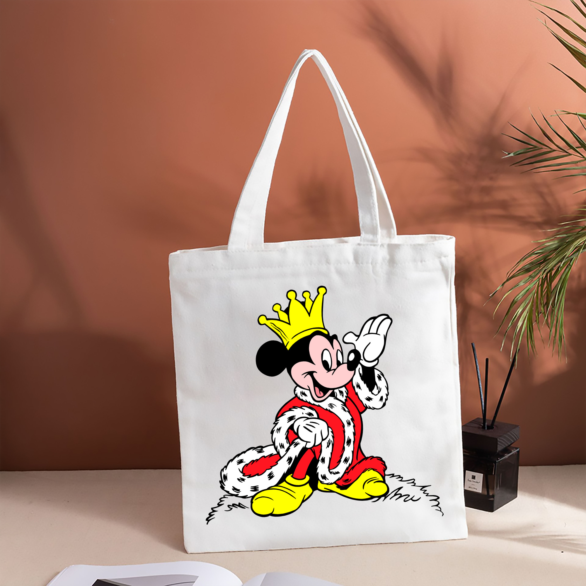 ミッキーマウス Mickey Mouse 縦型キャンバス生地手提げバッグ　トートバッグ
