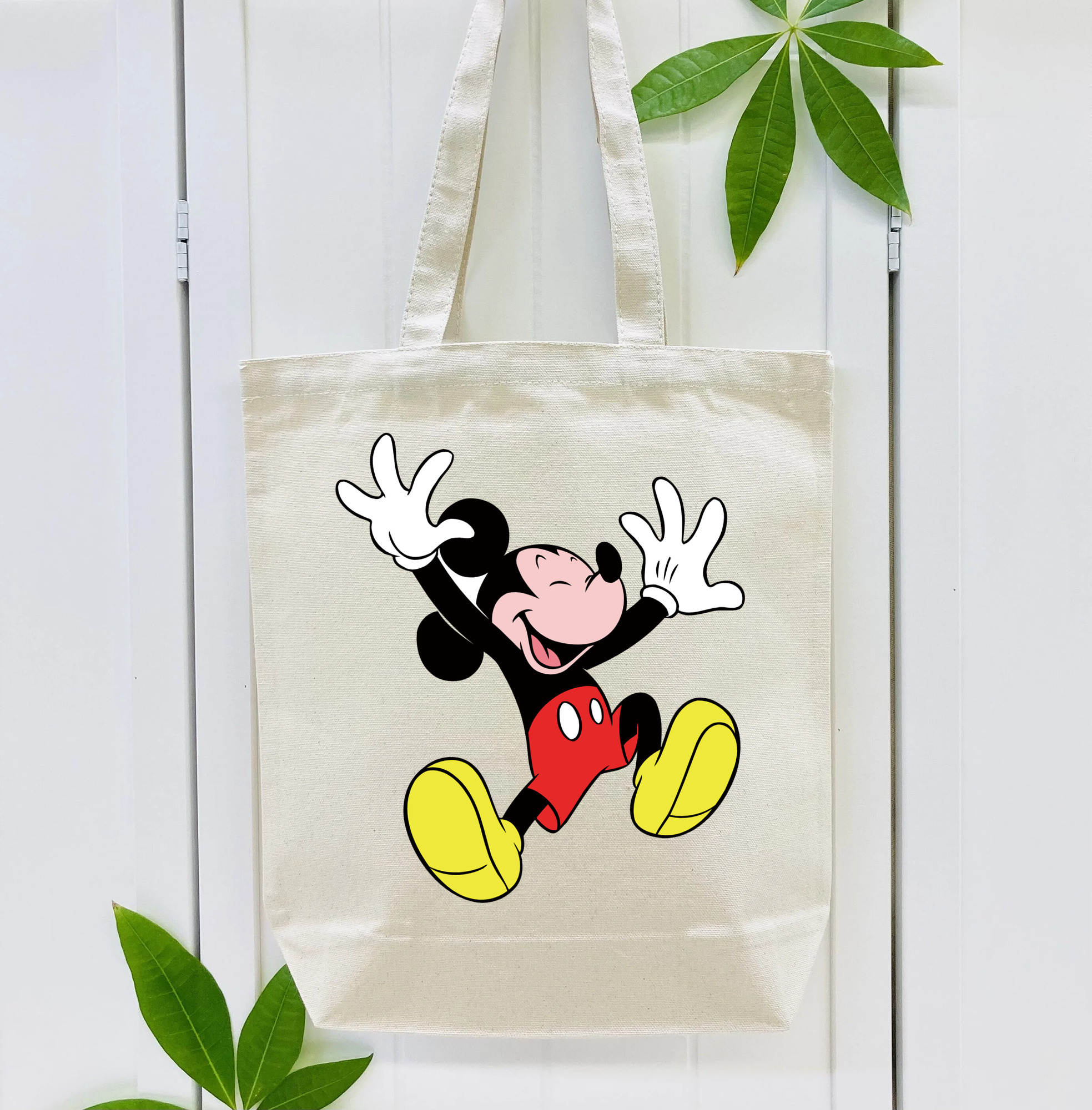 ミッキーマウス Mickey Mouse 縦型キャンバス生地手提げバッグ　トートバッグ