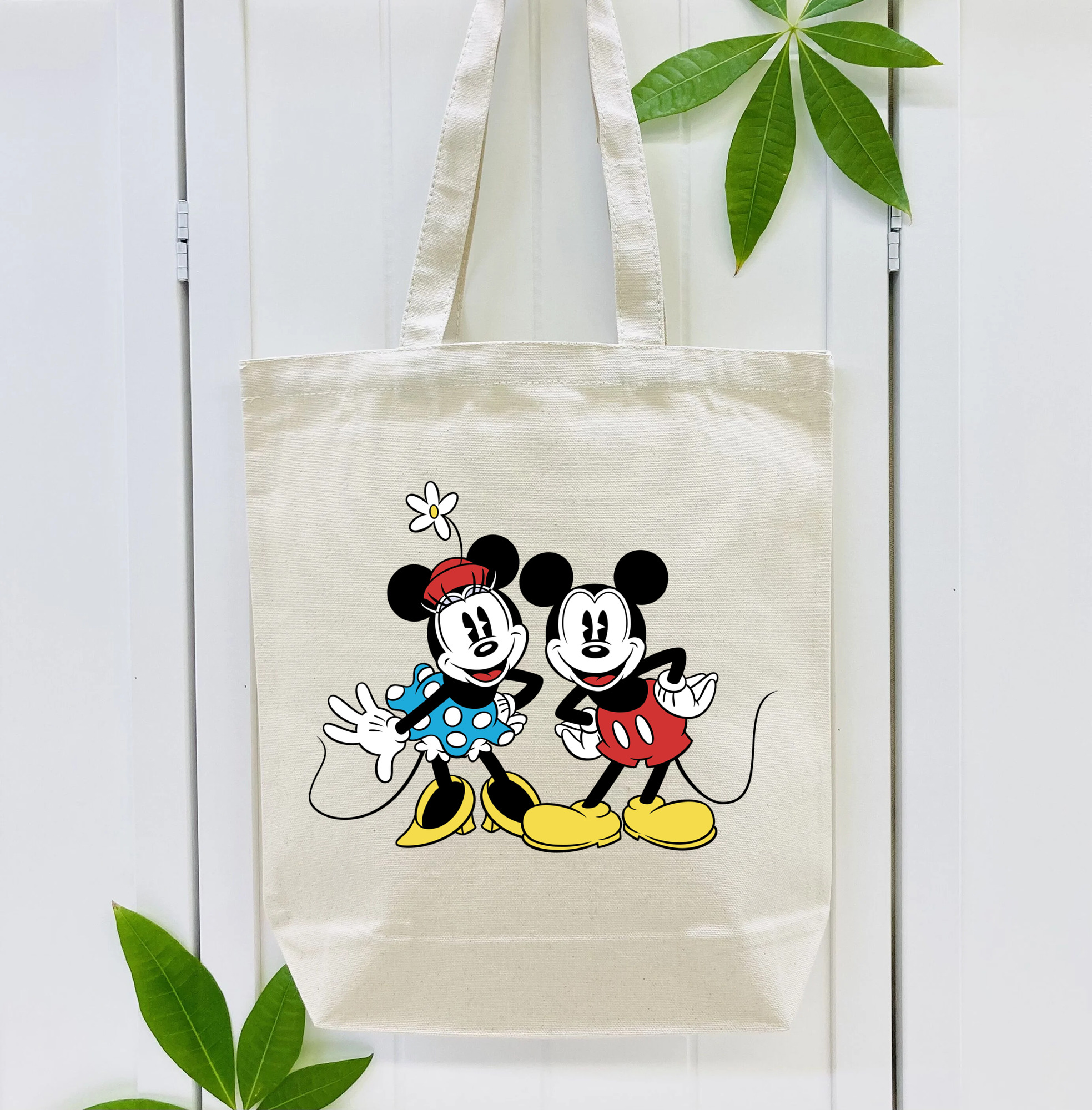 ミッキーマウス Mickey Mouse 縦型キャンバス生地手提げバッグ　トートバッグ