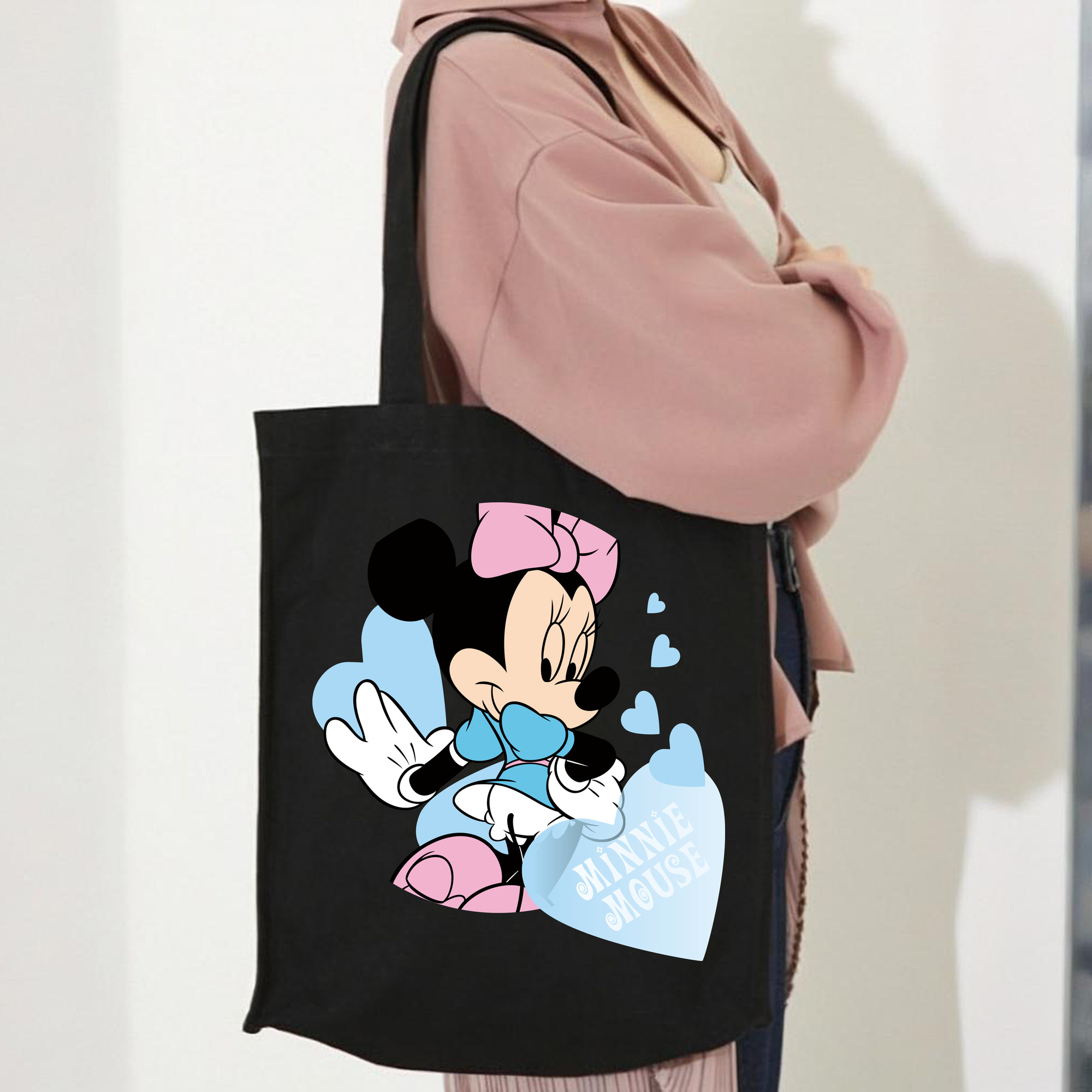 ミッキーマウス Mickey Mouse 縦型キャンバス生地手提げバッグ　トートバッグ