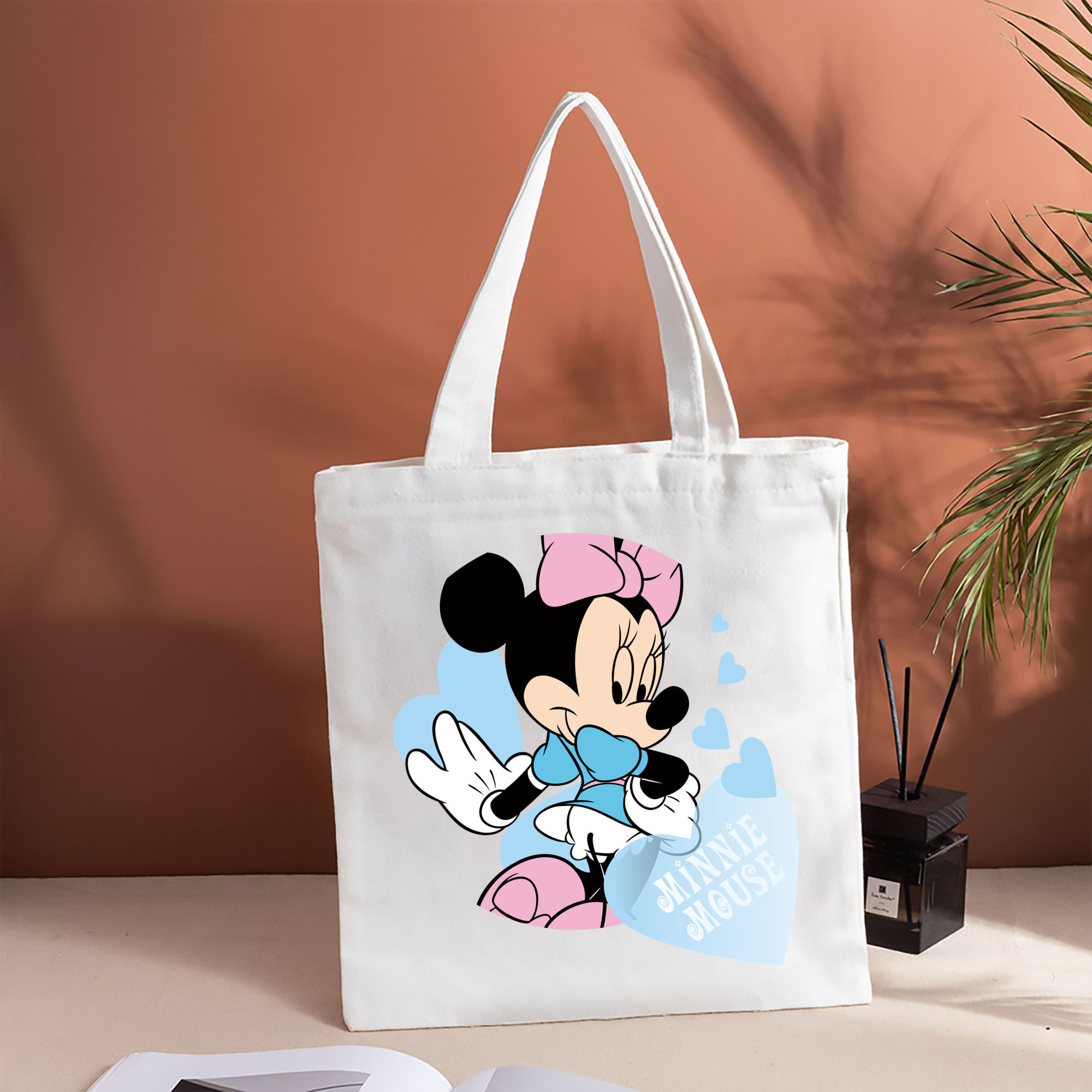 ミッキーマウス Mickey Mouse 縦型キャンバス生地手提げバッグ　トートバッグ