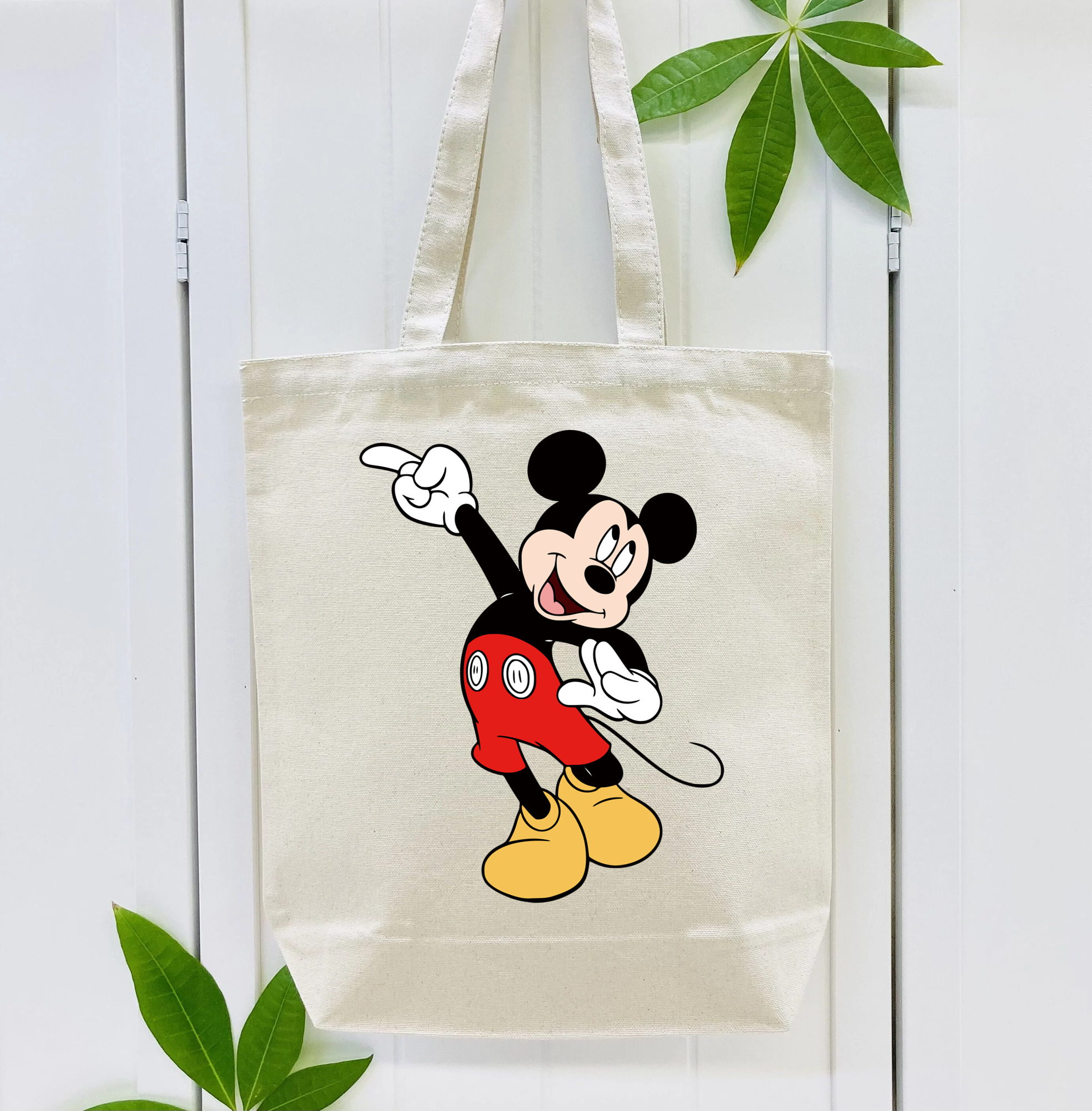 ミッキーマウス Mickey Mouse 縦型キャンバス生地手提げバッグ　トートバッグ