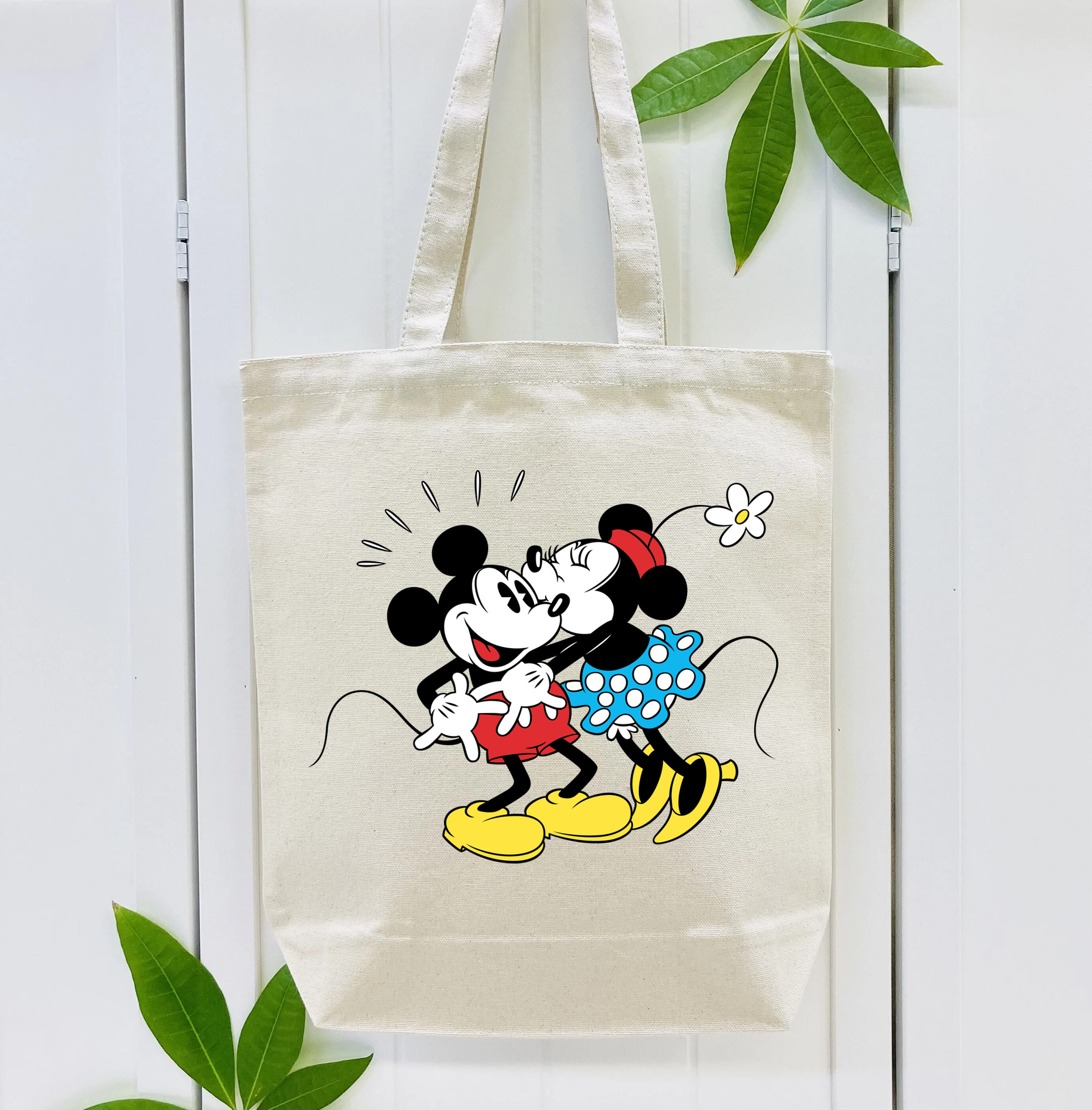 ミッキーマウス Mickey Mouse 縦型キャンバス生地手提げバッグ　トートバッグ