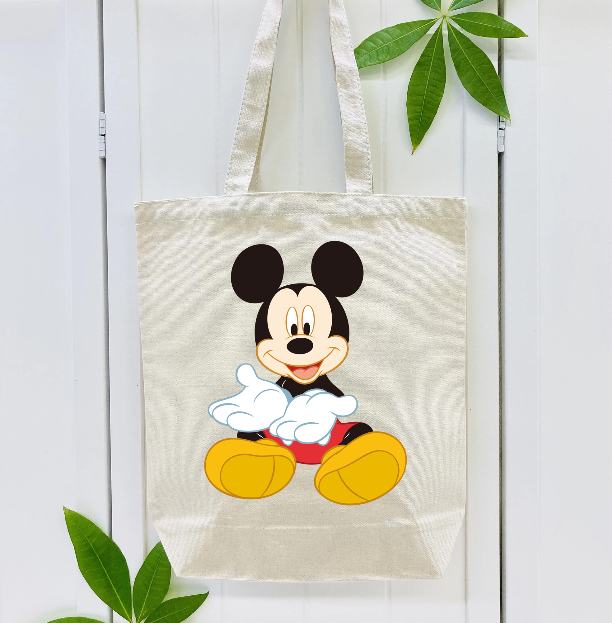 ミッキーマウス Mickey Mouse 縦型キャンバス生地手提げバッグ　トートバッグ