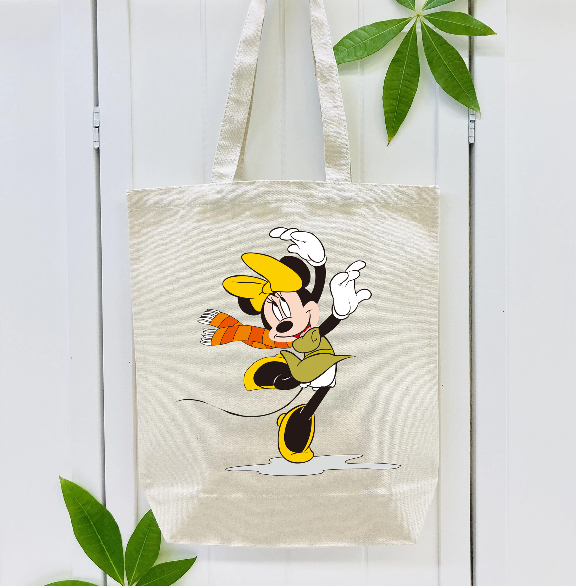 ミッキーマウス Mickey Mouse 縦型キャンバス生地手提げバッグ　トートバッグ