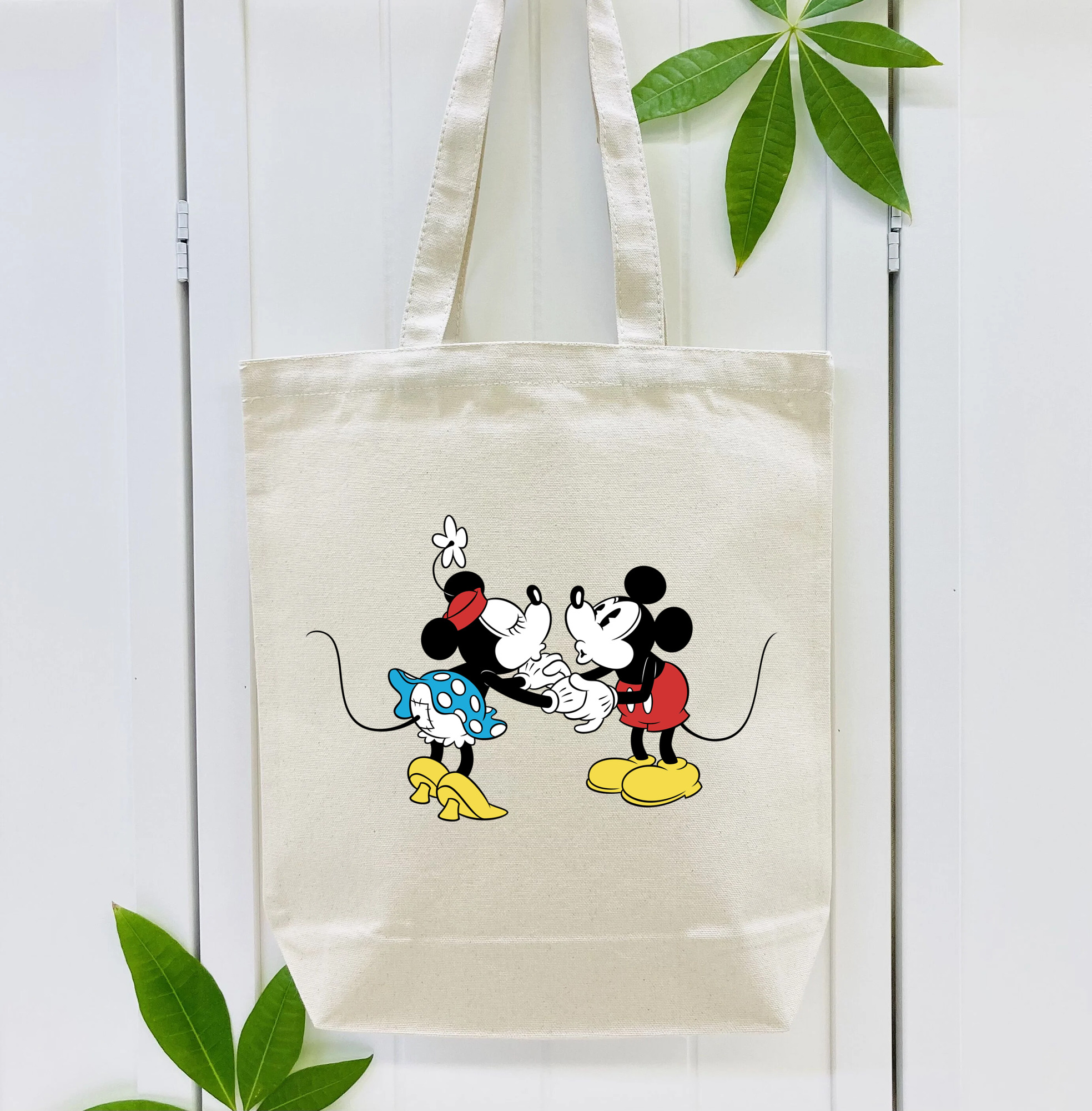 ミッキーマウス Mickey Mouse 縦型キャンバス生地手提げバッグ　トートバッグ