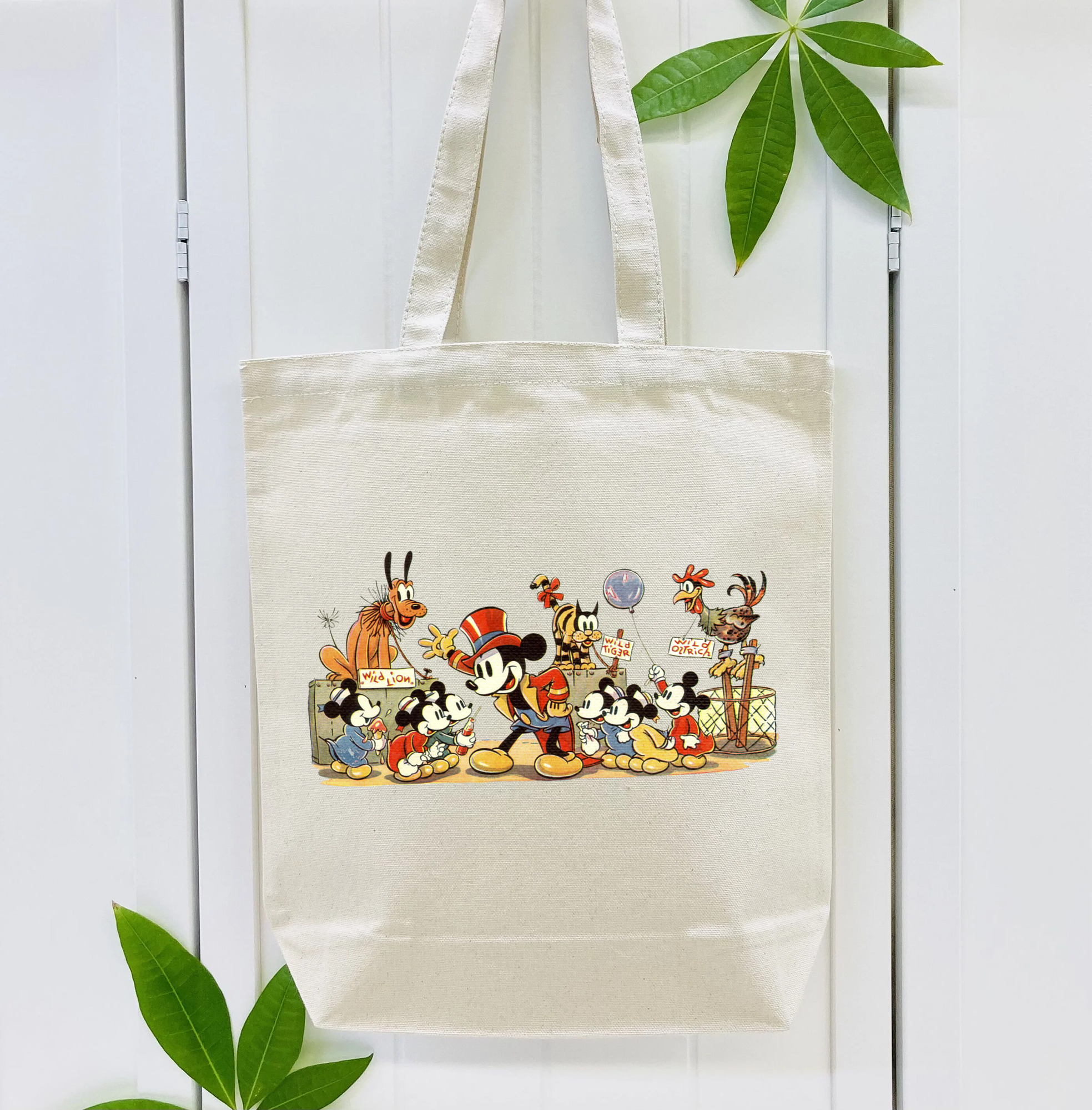 ミッキーマウス Mickey Mouse 縦型キャンバス生地手提げバッグ　トートバッグ