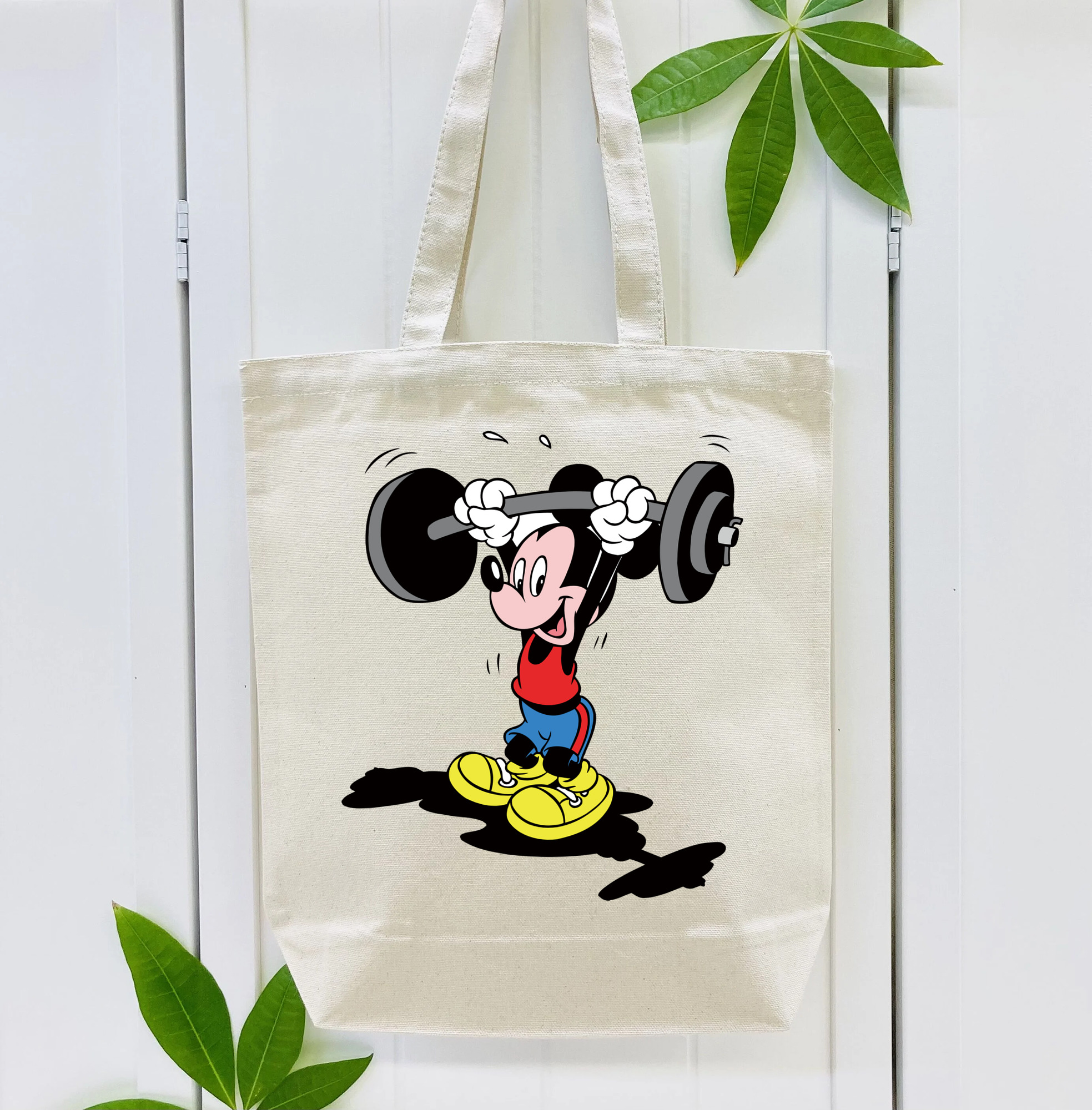 ミッキーマウス Mickey Mouse 縦型キャンバス生地手提げバッグ　トートバッグ
