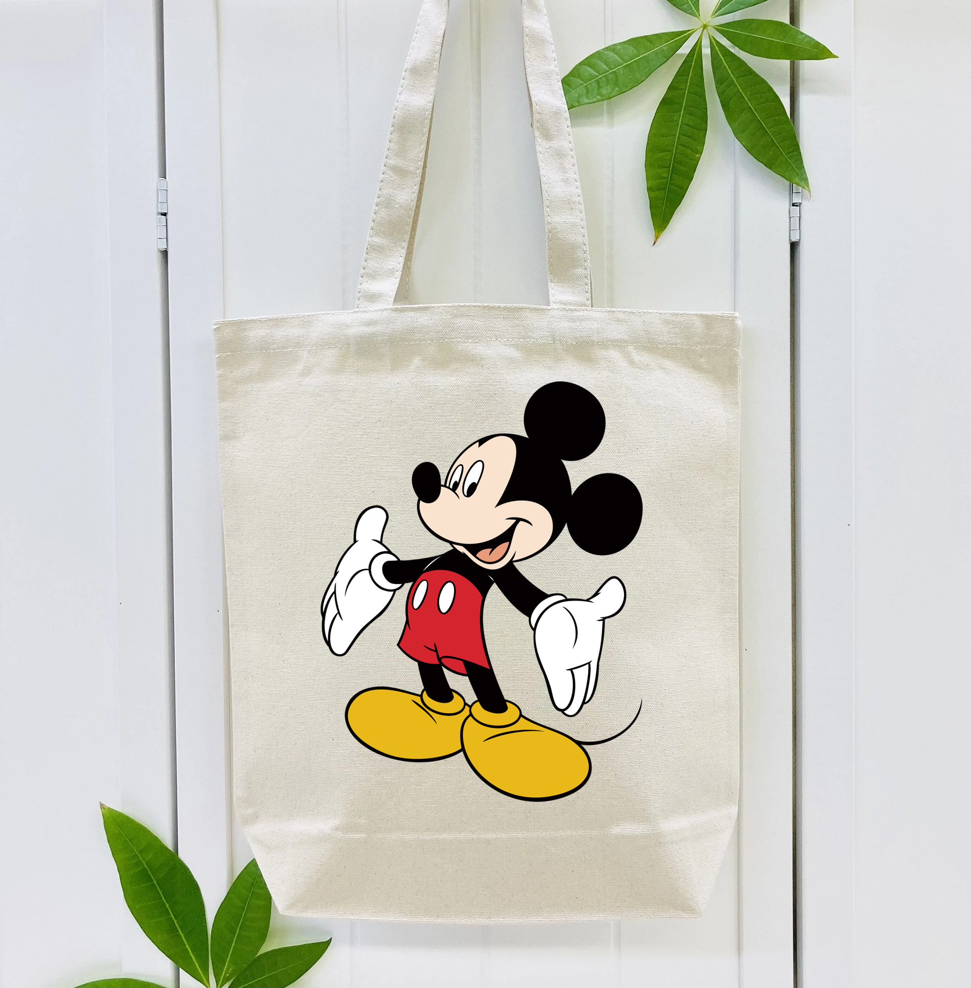ミッキーマウス Mickey Mouse 縦型キャンバス生地手提げバッグ　トートバッグ