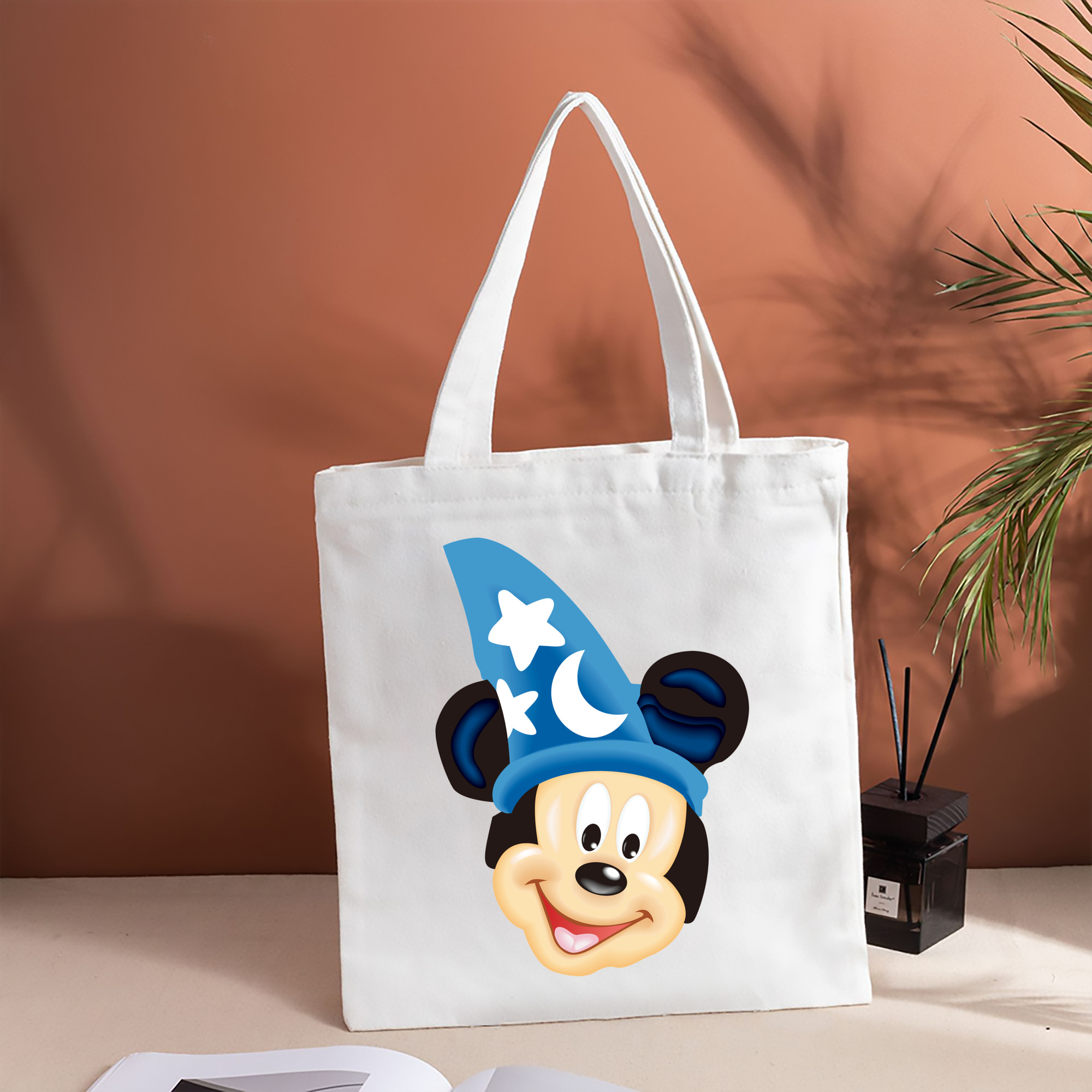 ミッキーマウス Mickey Mouse 縦型キャンバス生地手提げバッグ　トートバッグ