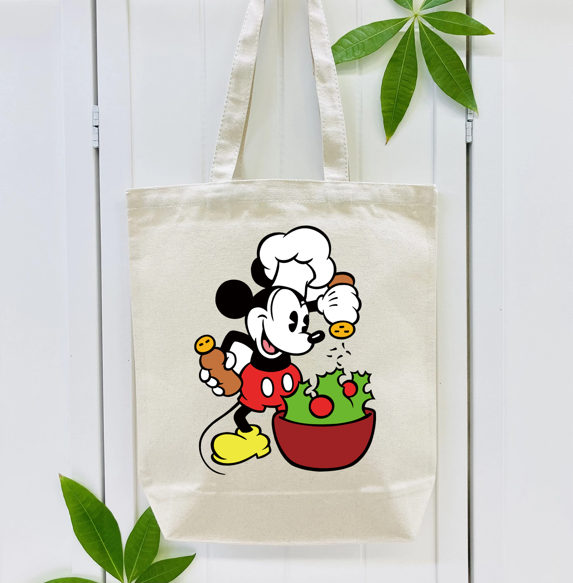 ミッキーマウス Mickey Mouse 縦型キャンバス生地手提げバッグ　トートバッグ