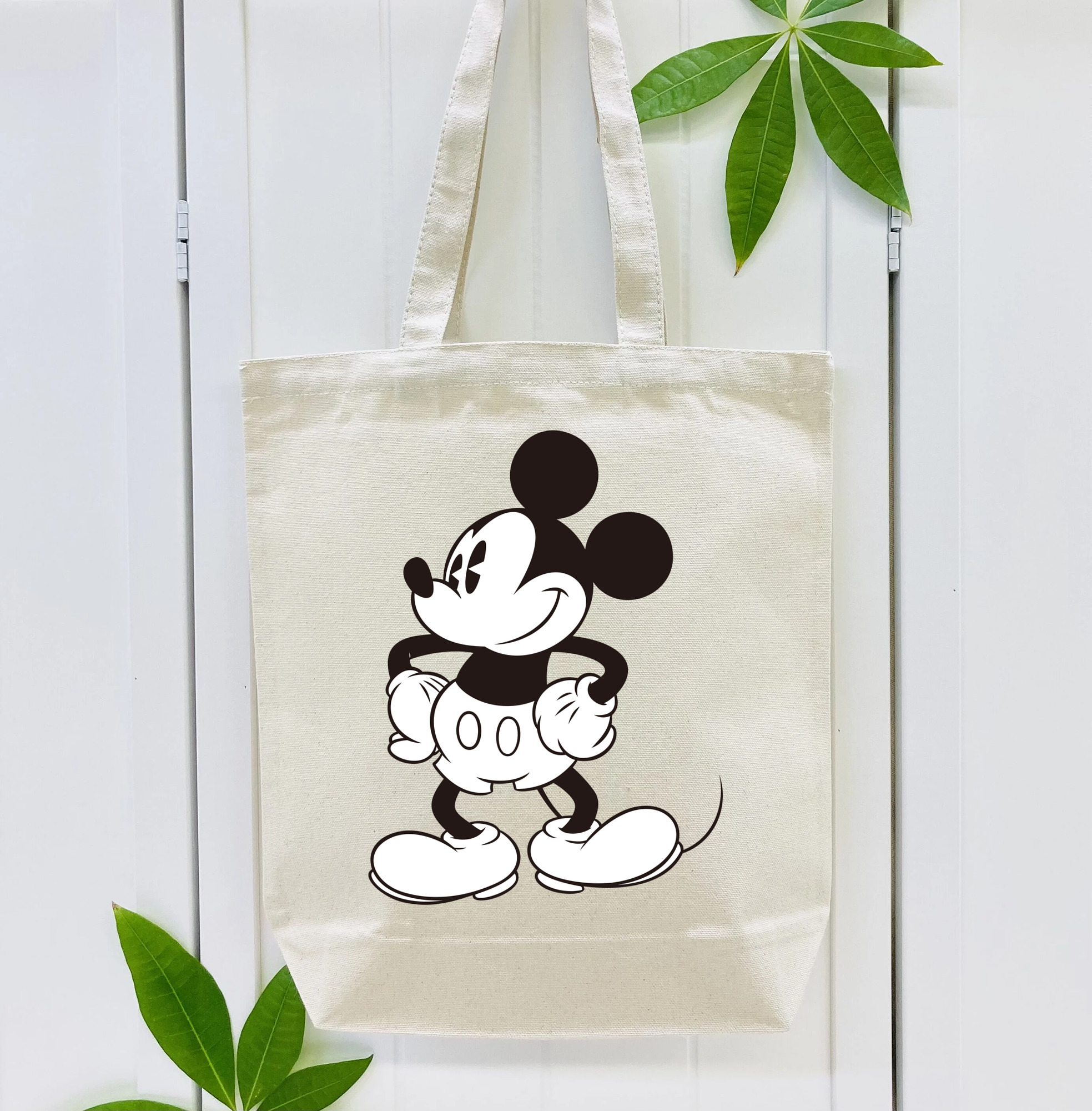 ミッキーマウス Mickey Mouse 縦型キャンバス生地手提げバッグ　トートバッグ