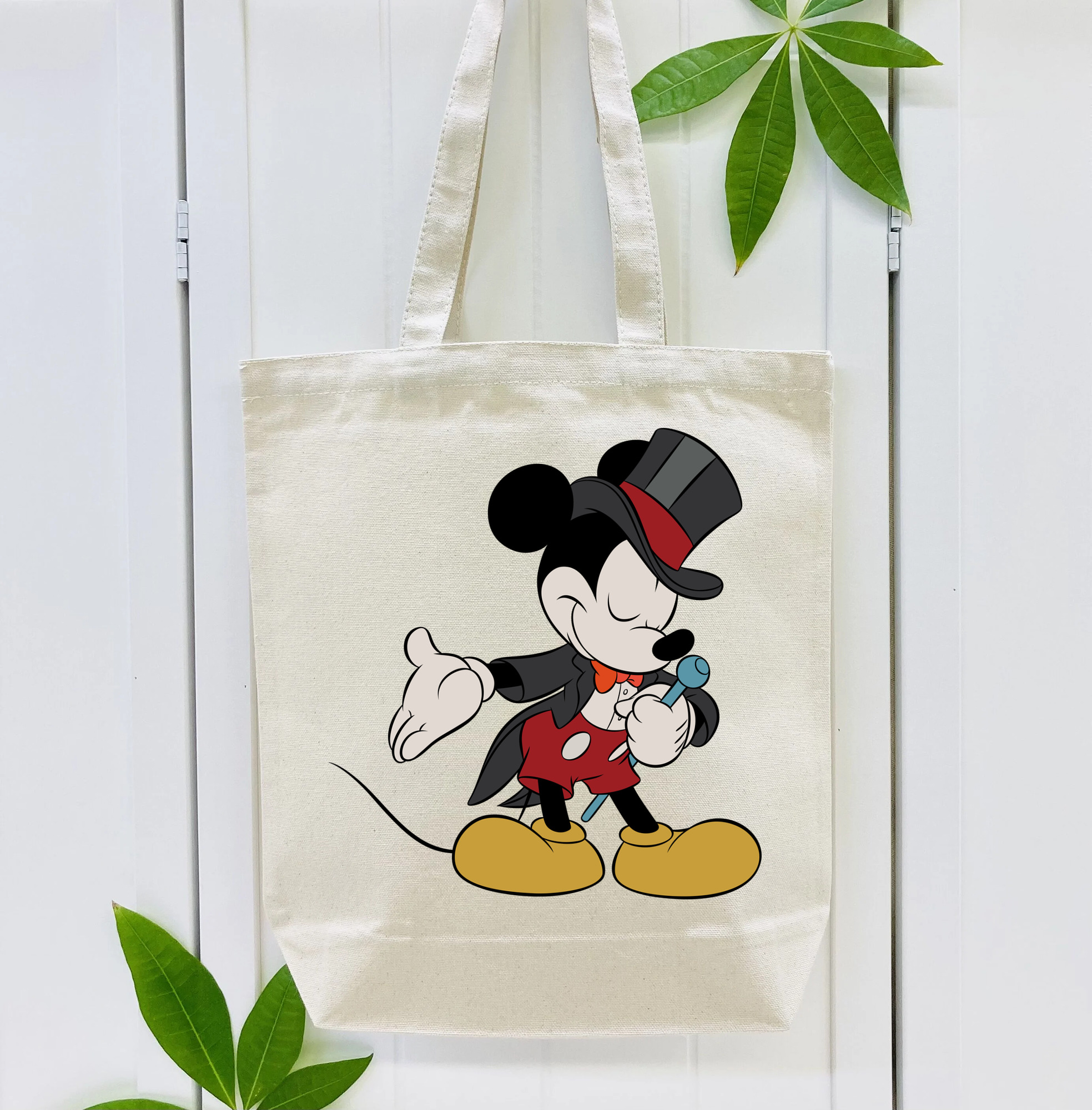 ミッキーマウス Mickey Mouse 縦型キャンバス生地手提げバッグ　トートバッグ