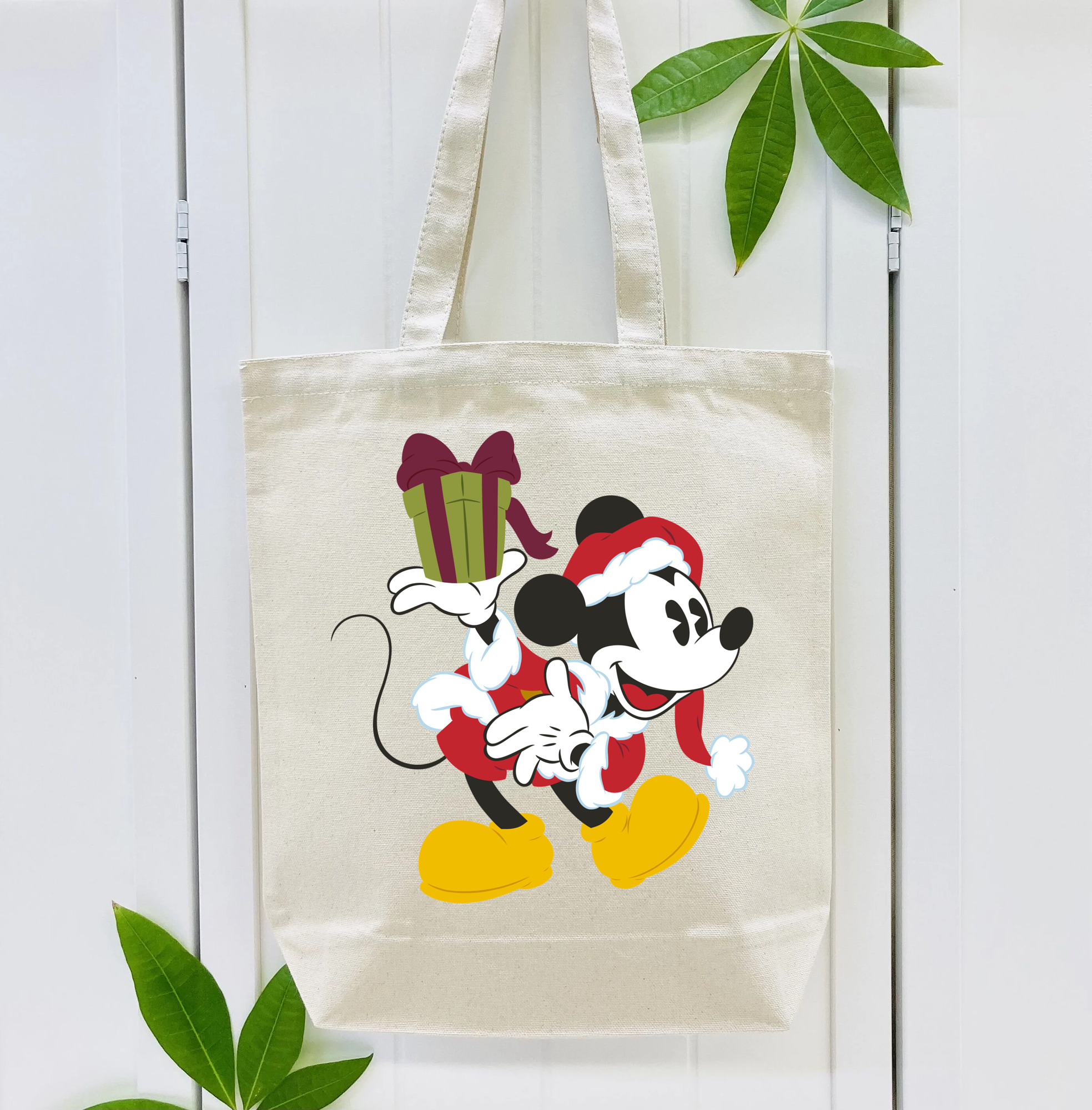 ミッキーマウス Mickey Mouse 縦型キャンバス生地手提げバッグ　トートバッグ