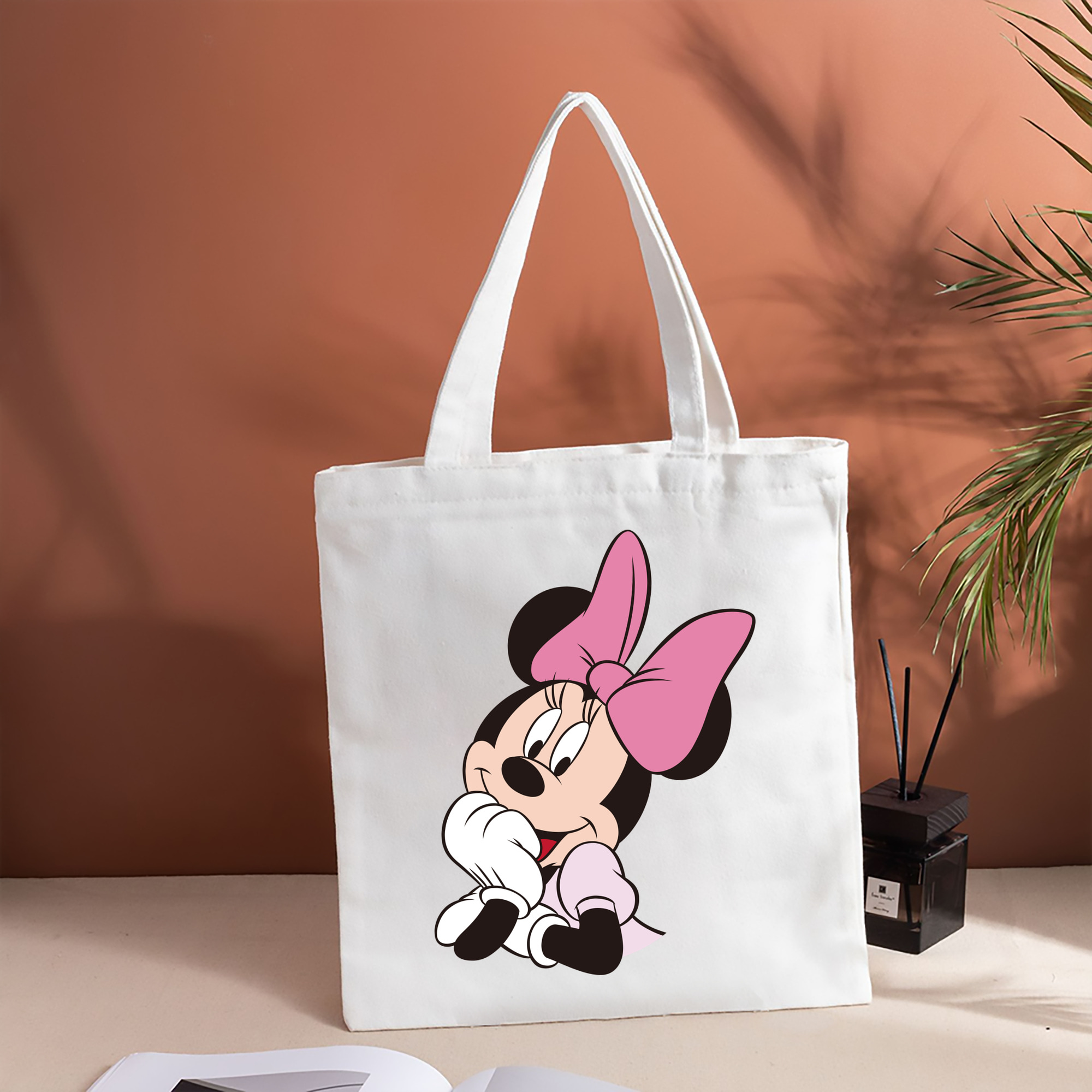 ミッキーマウス Mickey Mouse 縦型キャンバス生地手提げバッグ　トートバッグ