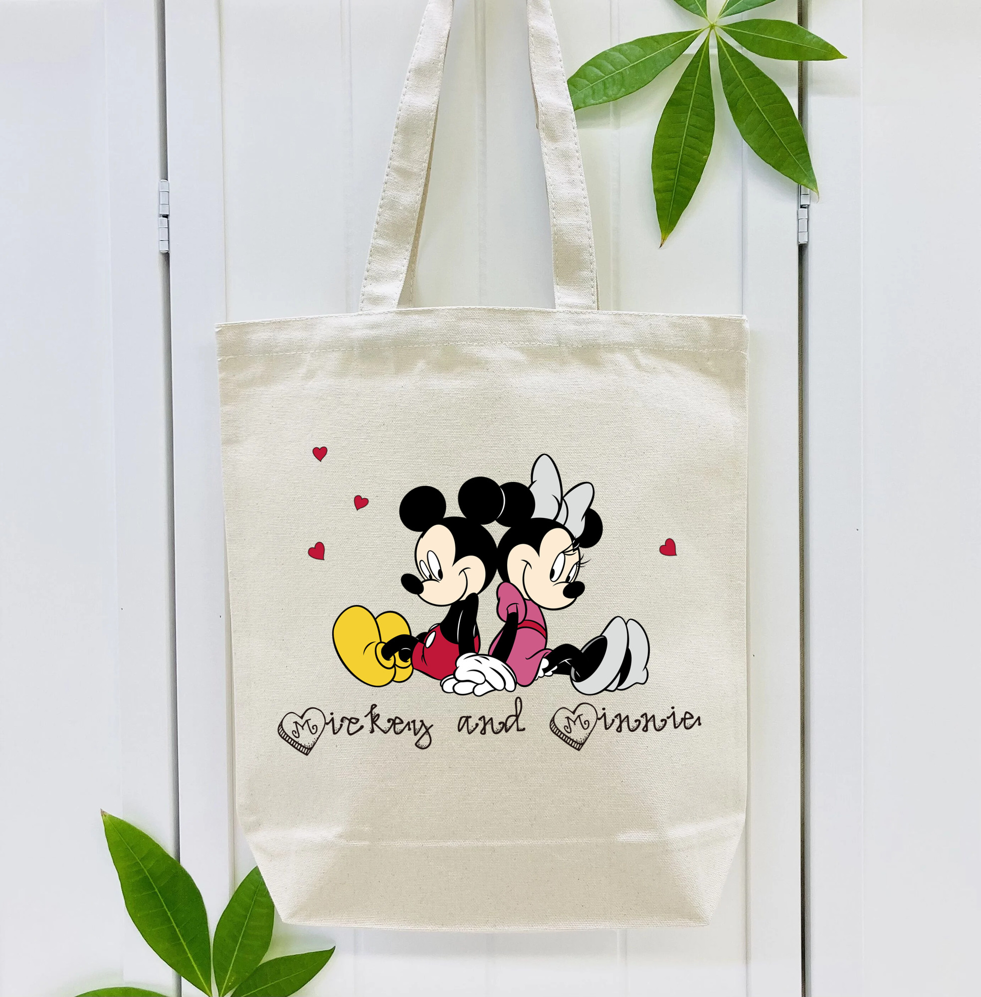 ミッキーマウス Mickey Mouse 縦型キャンバス生地手提げバッグ　トートバッグ