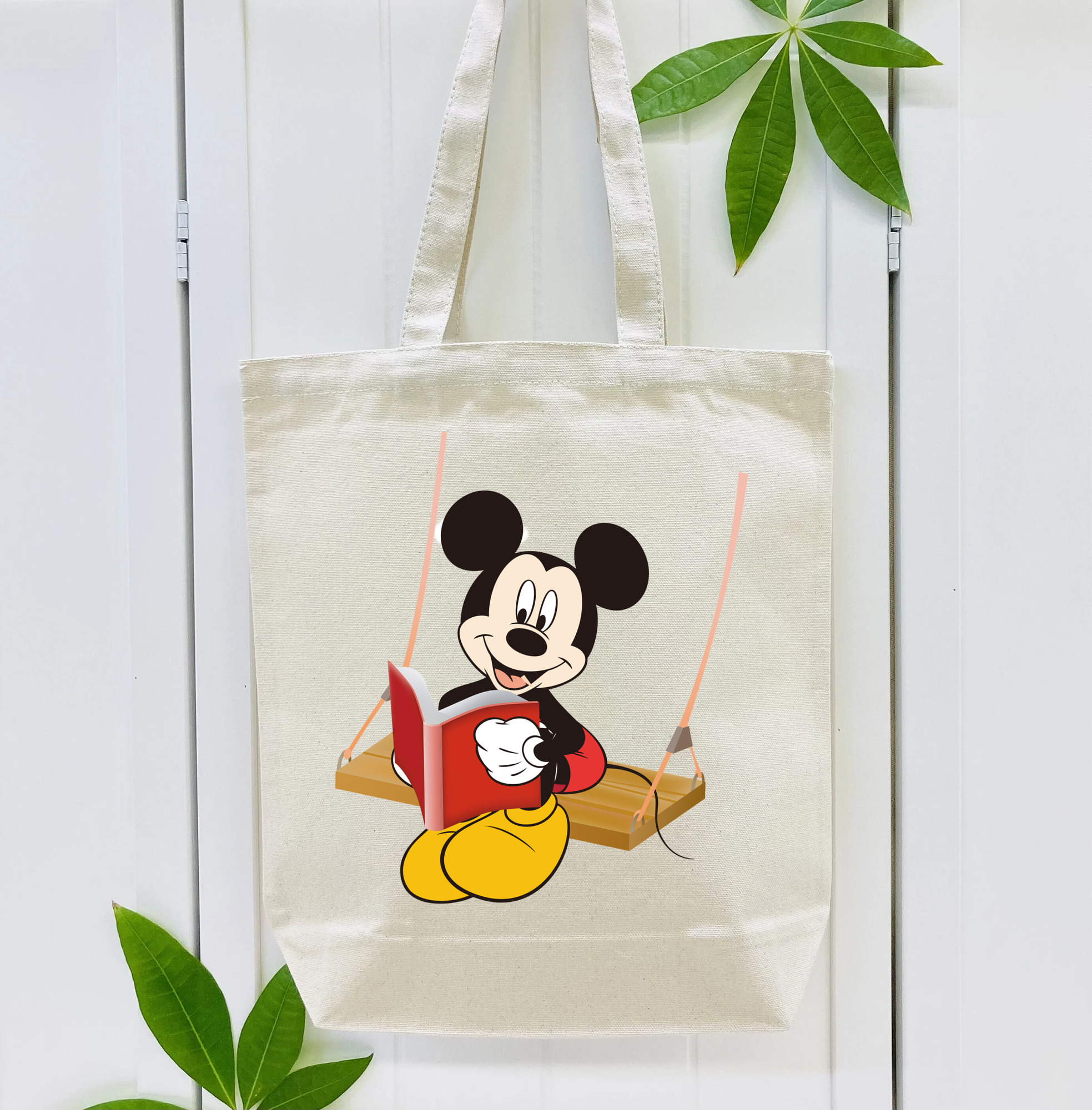 ミッキーマウス Mickey Mouse 縦型キャンバス生地手提げバッグ　トートバッグ