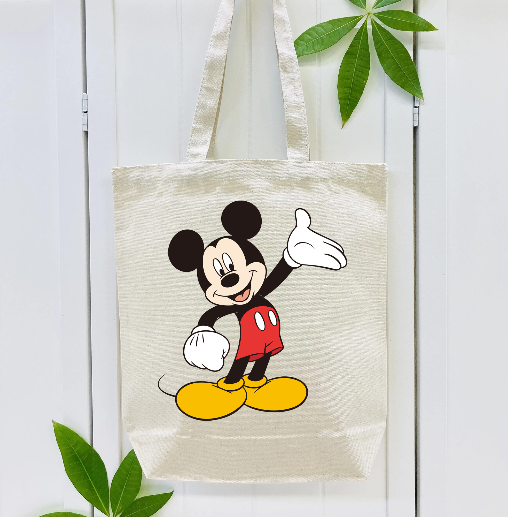 ミッキーマウス Mickey Mouse 縦型キャンバス生地手提げバッグ　トートバッグ