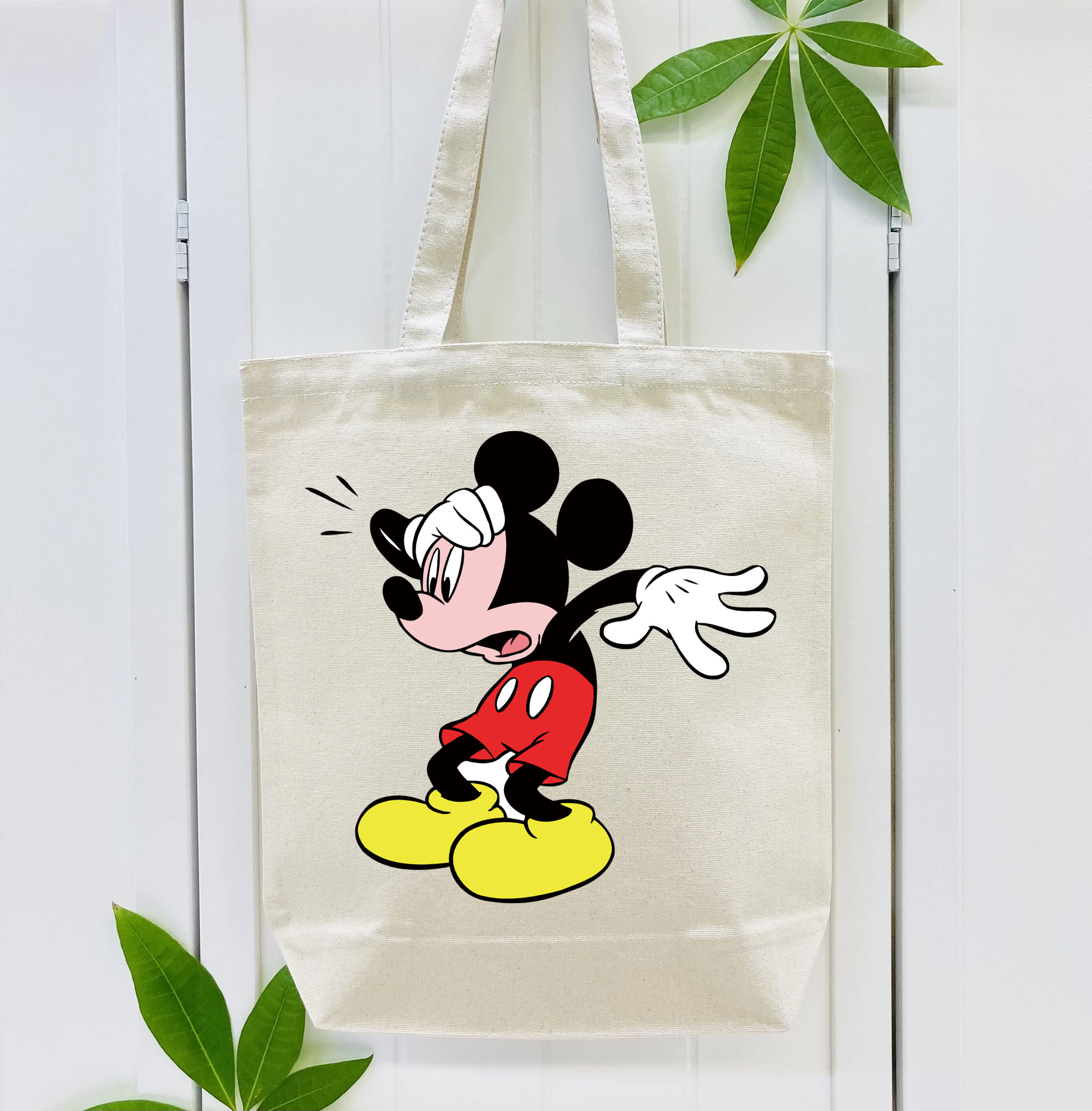 ミッキーマウス Mickey Mouse 縦型キャンバス生地手提げバッグ　トートバッグ