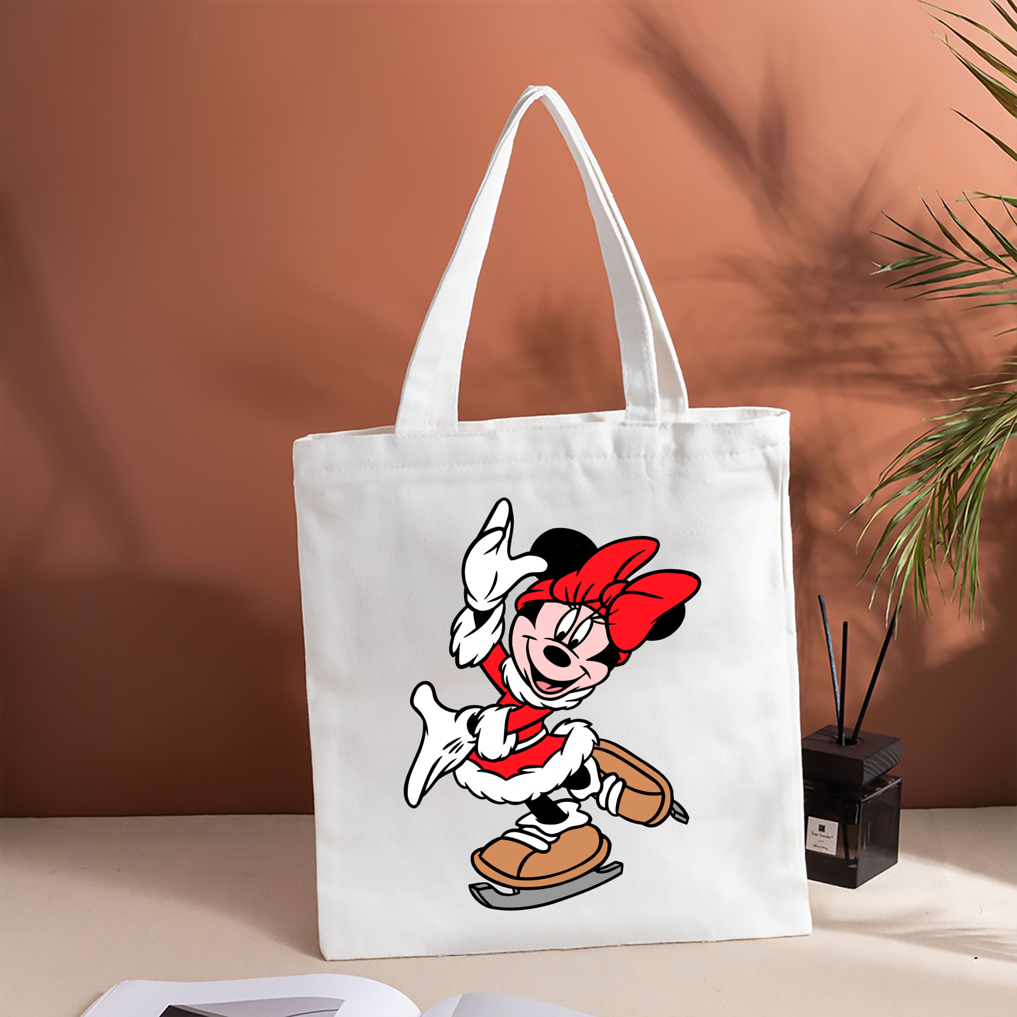 ミッキーマウス Mickey Mouse 縦型キャンバス生地手提げバッグ　トートバッグ