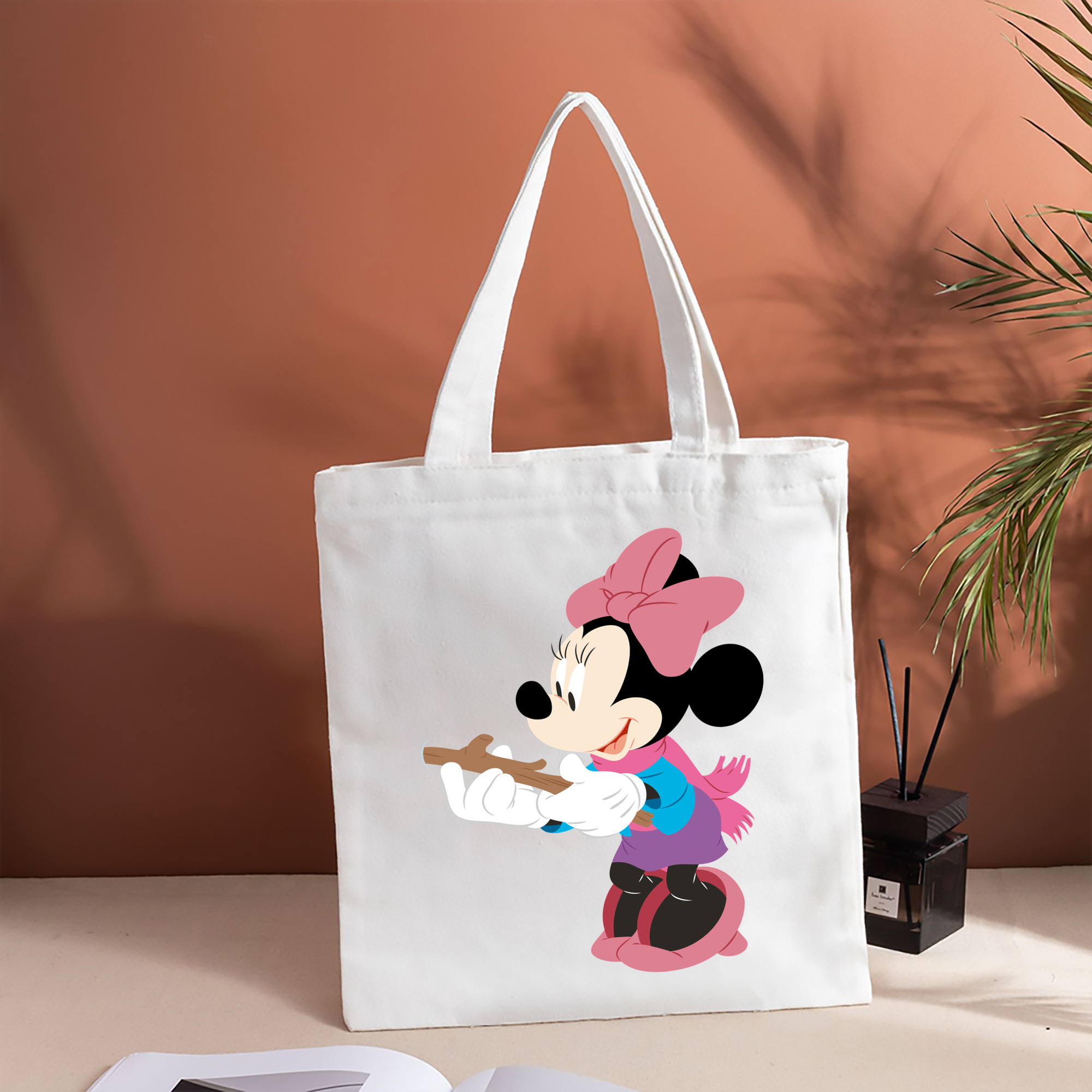 ミッキーマウス Mickey Mouse 縦型キャンバス生地手提げバッグ　トートバッグ