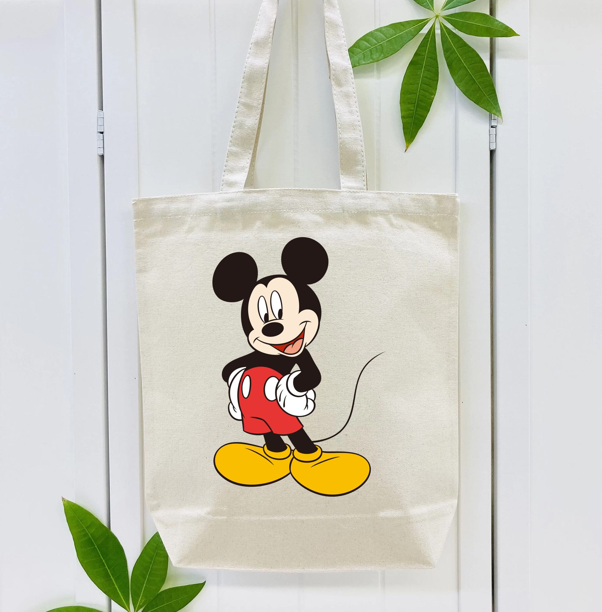 ミッキーマウス Mickey Mouse 縦型キャンバス生地手提げバッグ　トートバッグ
