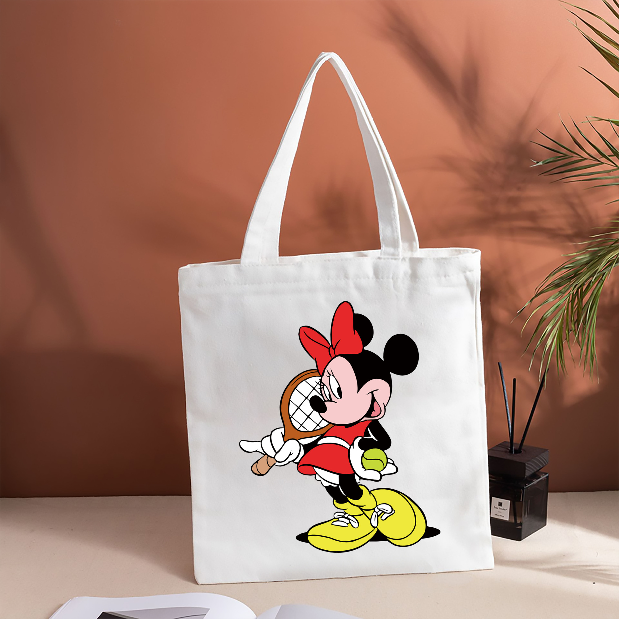 ミッキーマウス Mickey Mouse 縦型キャンバス生地手提げバッグ　トートバッグ
