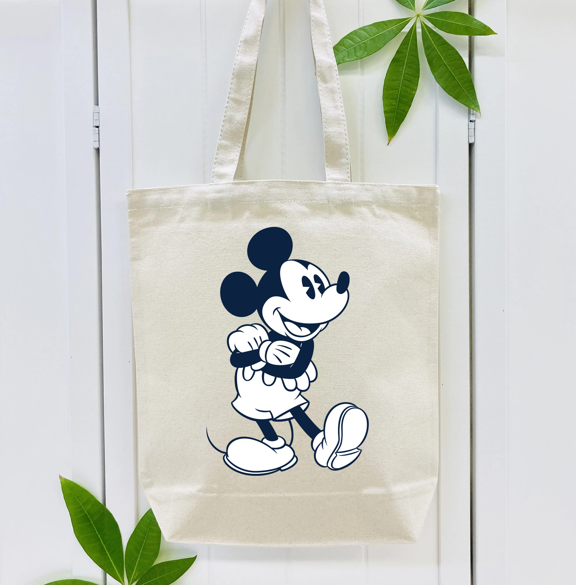 ミッキーマウス Mickey Mouse 縦型キャンバス生地手提げバッグ　トートバッグ
