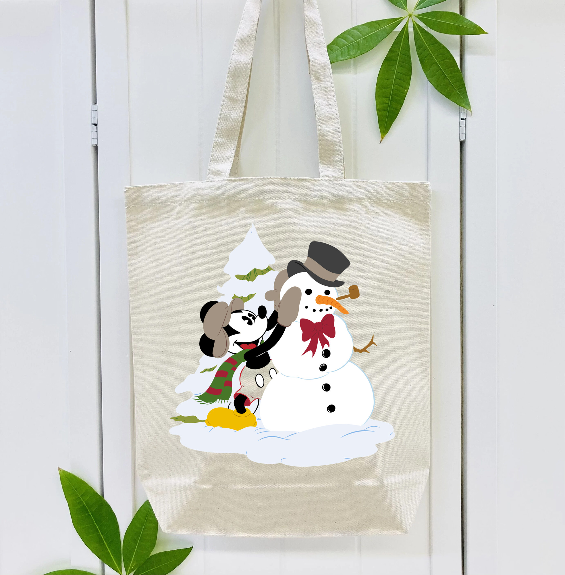 ミッキーマウス Mickey Mouse 縦型キャンバス生地手提げバッグ　トートバッグ