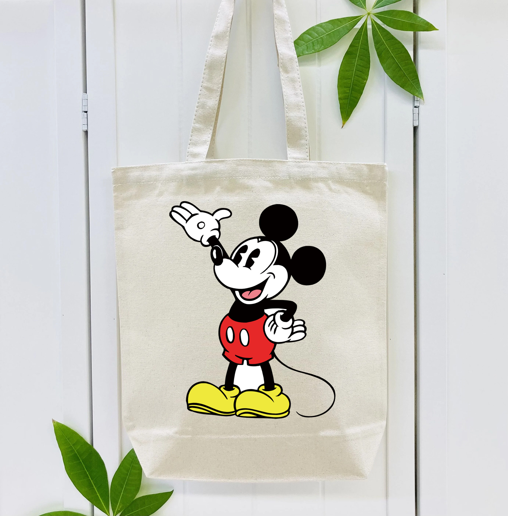 ミッキーマウス Mickey Mouse 縦型キャンバス生地手提げバッグ　トートバッグ