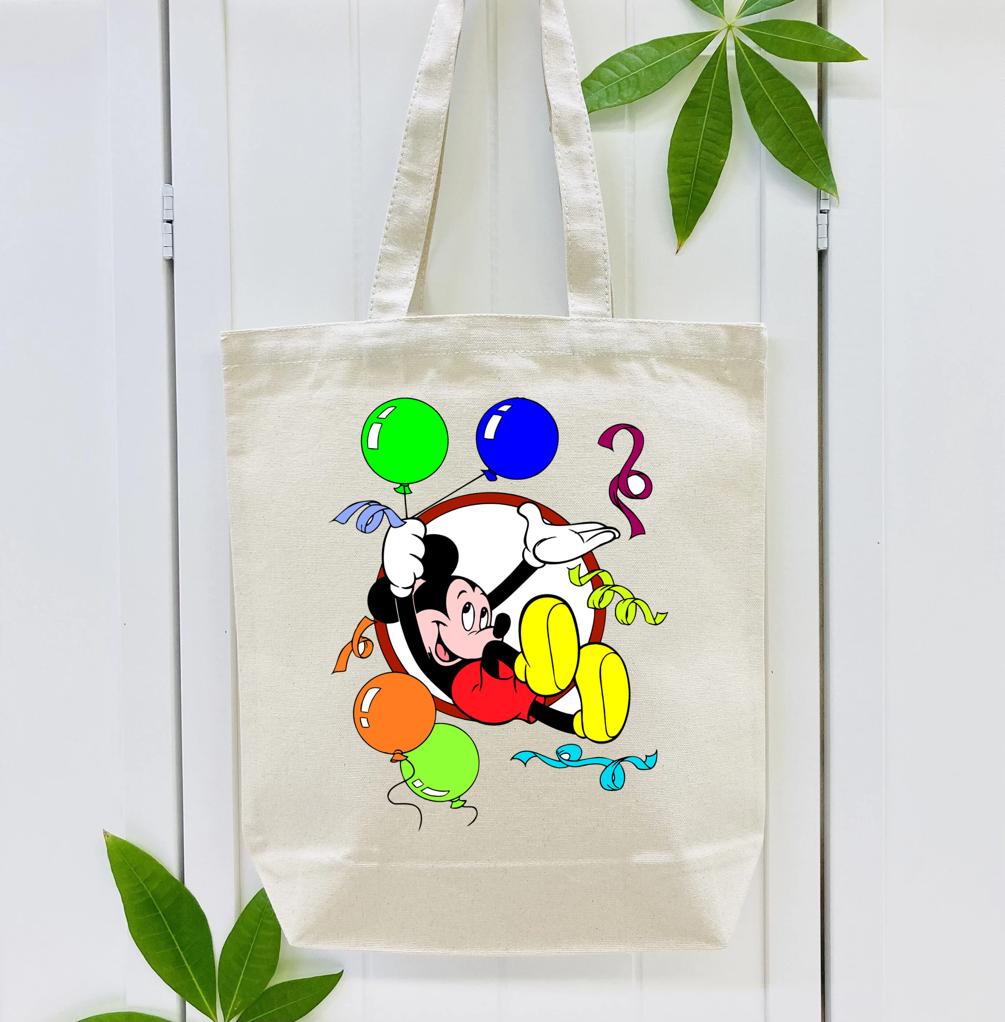 ミッキーマウス Mickey Mouse 縦型キャンバス生地手提げバッグ　トートバッグ