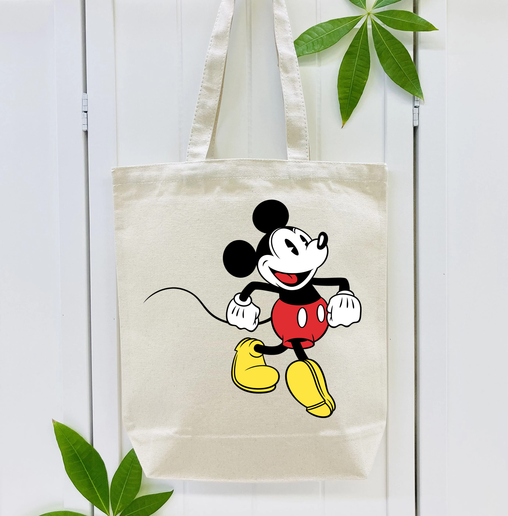ミッキーマウス Mickey Mouse 縦型キャンバス生地手提げバッグ　トートバッグ
