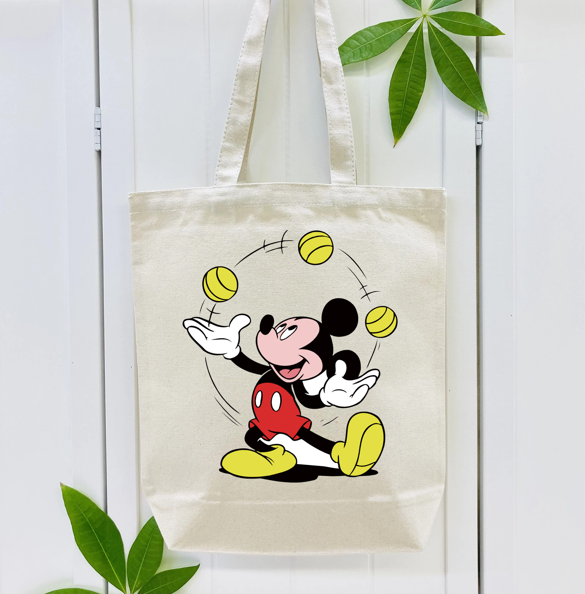 ミッキーマウス Mickey Mouse 縦型キャンバス生地手提げバッグ　トートバッグ
