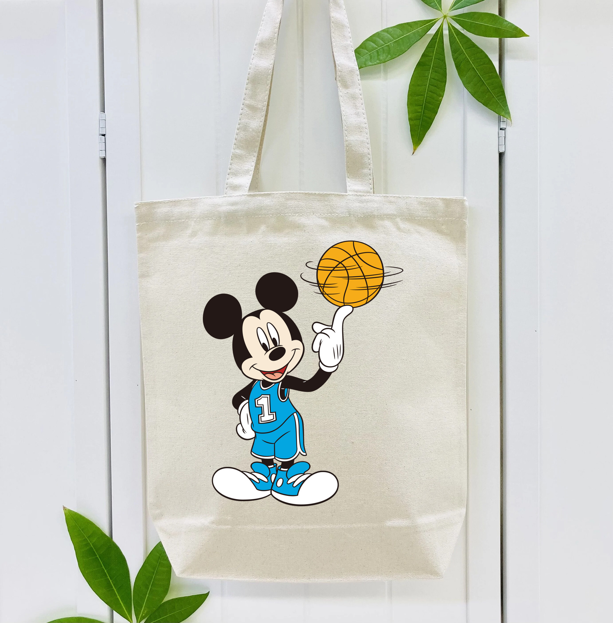 ミッキーマウス Mickey Mouse 縦型キャンバス生地手提げバッグ　トートバッグ
