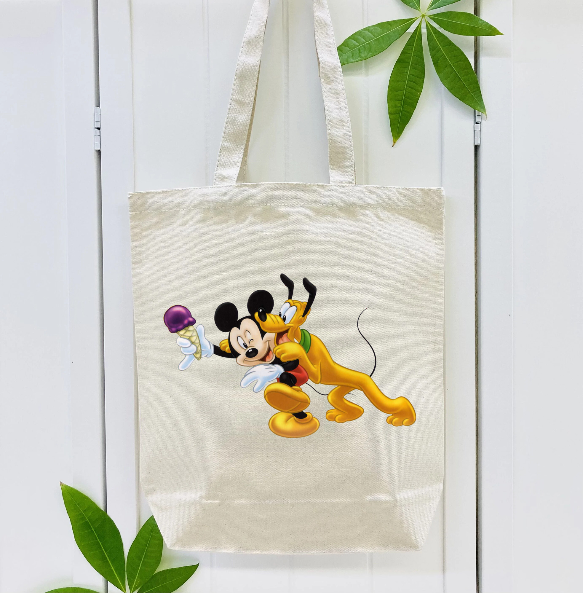 ミッキーマウス Mickey Mouse 縦型キャンバス生地手提げバッグ　トートバッグ