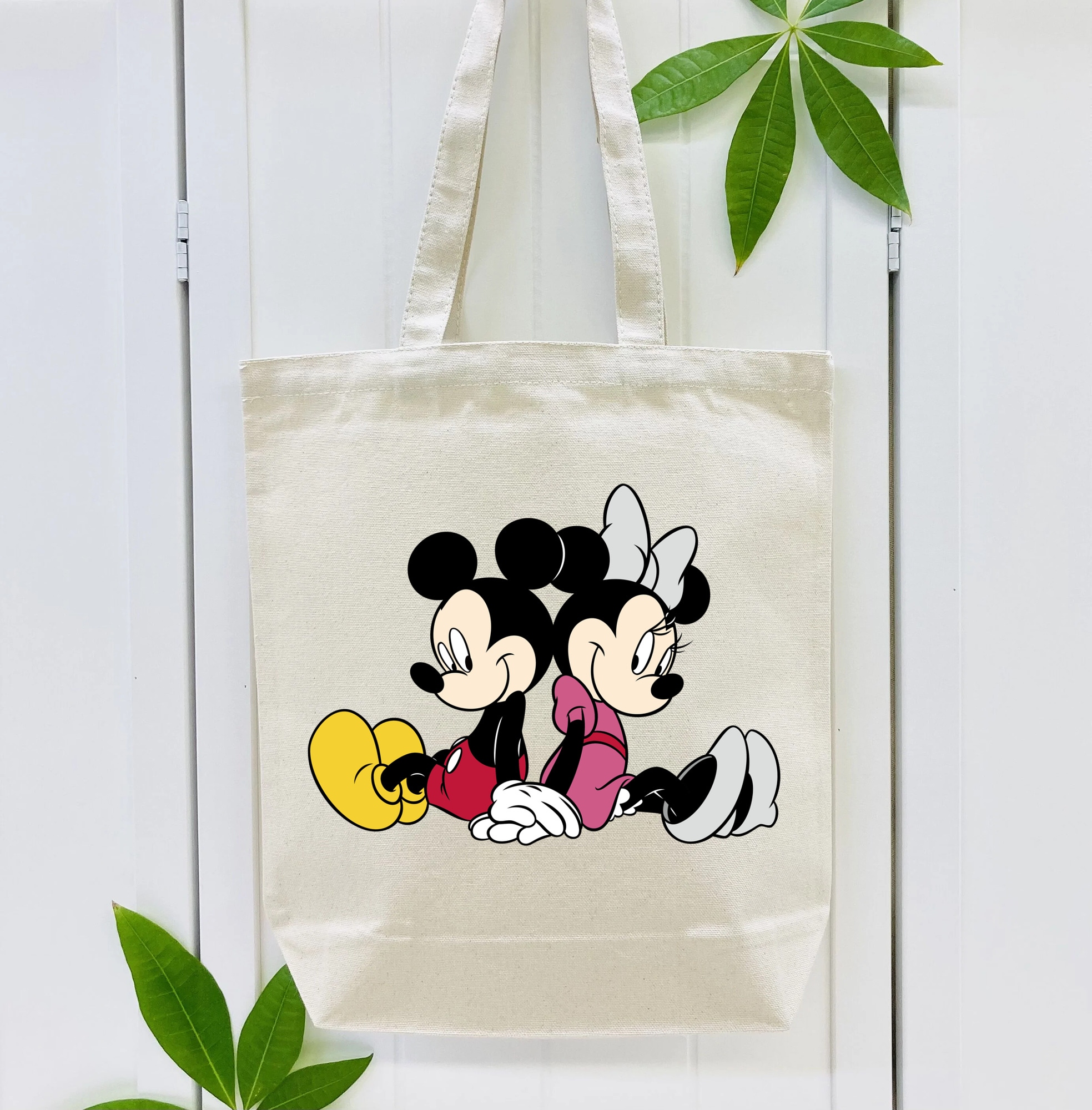 ミッキーマウス Mickey Mouse 縦型キャンバス生地手提げバッグ　トートバッグ