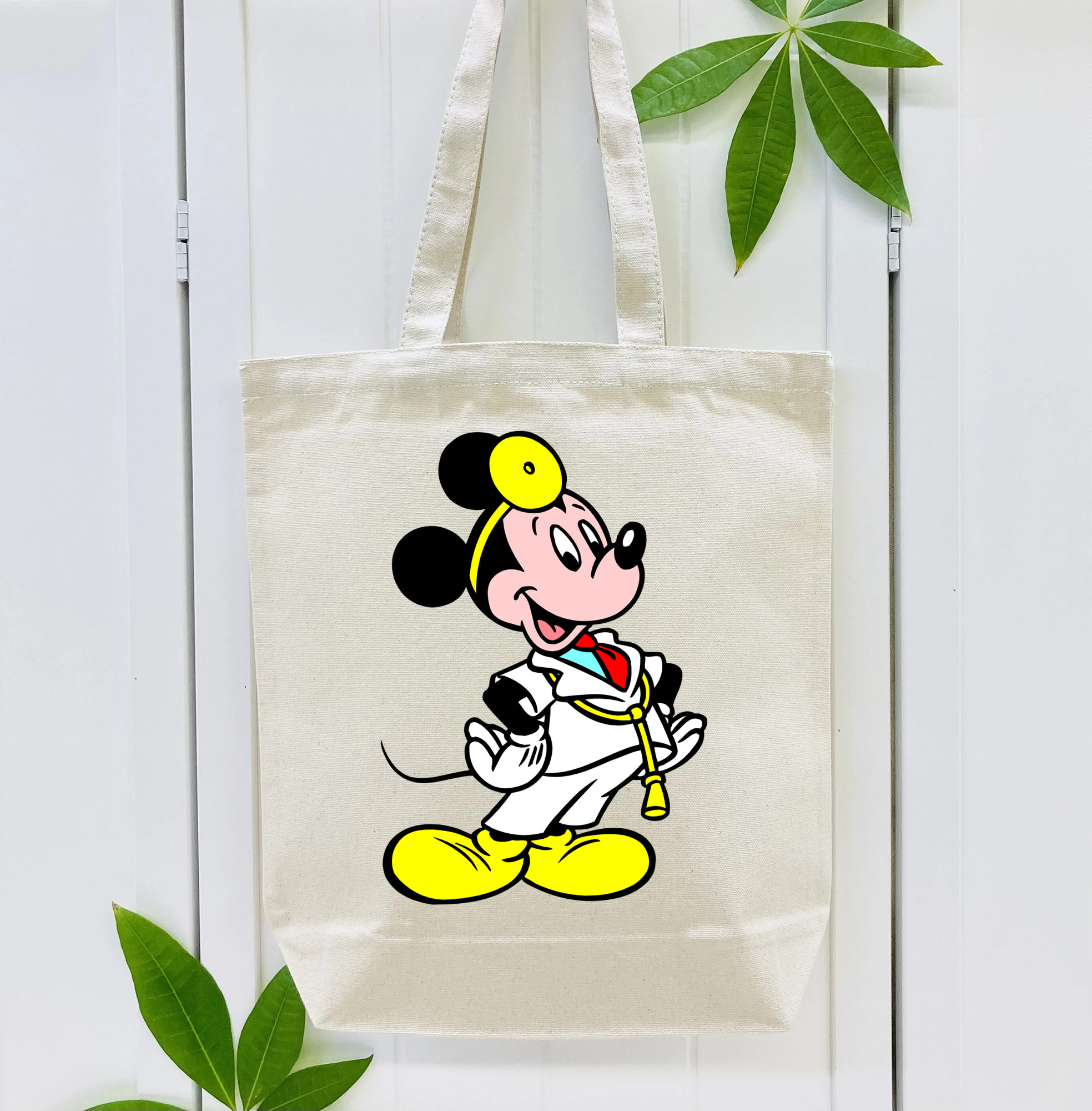 ミッキーマウス Mickey Mouse 縦型キャンバス生地手提げバッグ　トートバッグ