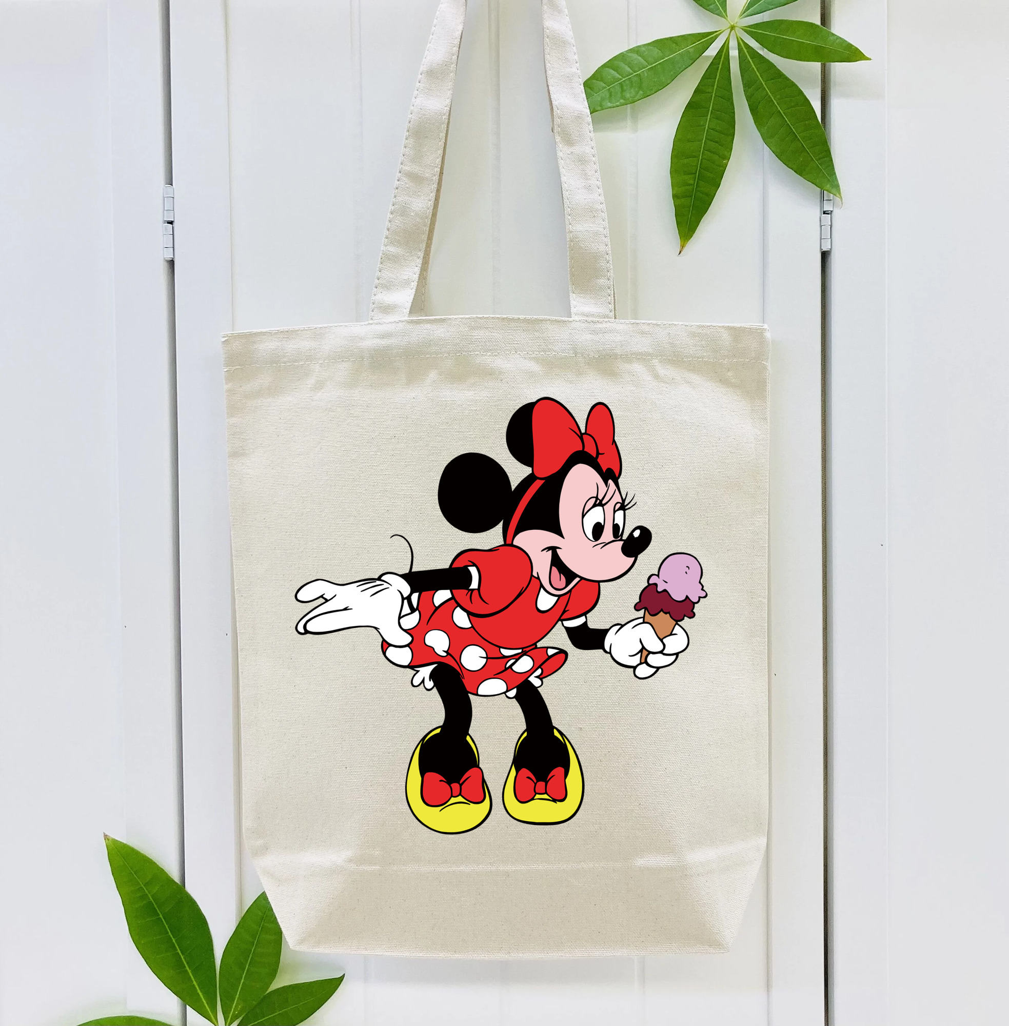 ミッキーマウス Mickey Mouse 縦型キャンバス生地手提げバッグ　トートバッグ