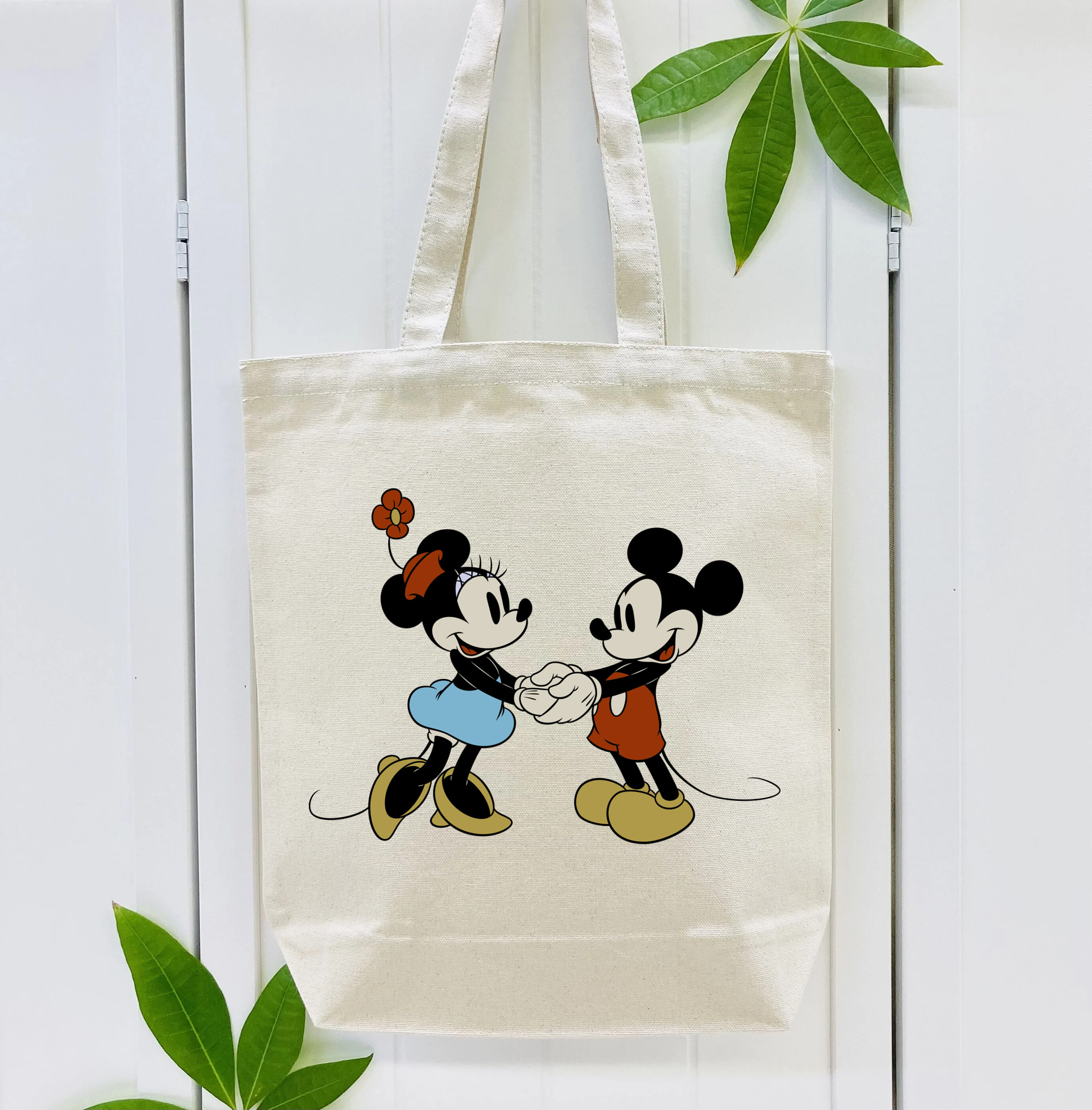 ミッキーマウス Mickey Mouse 縦型キャンバス生地手提げバッグ　トートバッグ