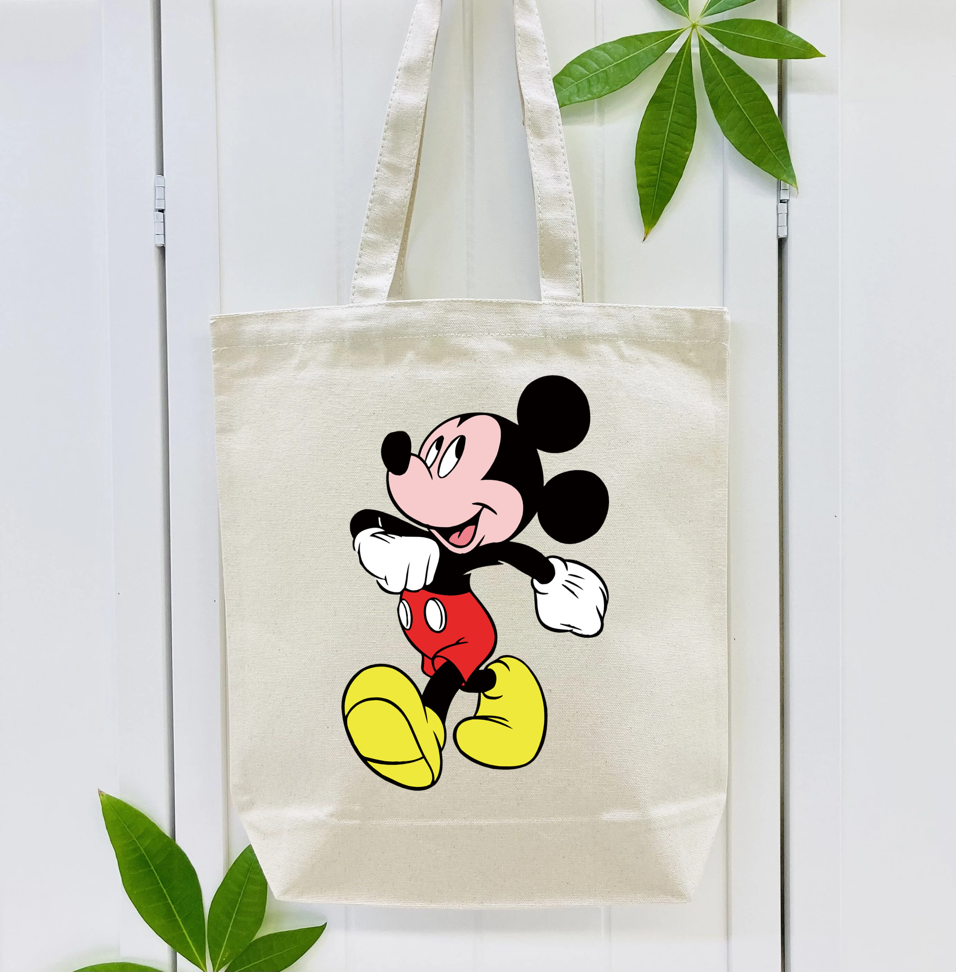 ミッキーマウス Mickey Mouse 縦型キャンバス生地手提げバッグ　トートバッグ