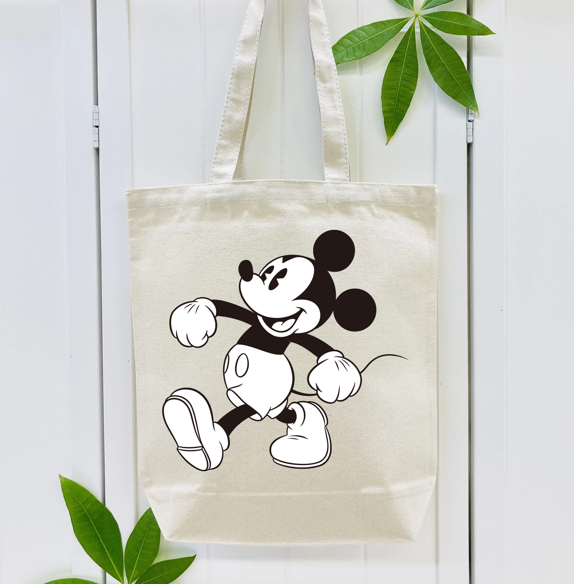 ミッキーマウス Mickey Mouse 縦型キャンバス生地手提げバッグ　トートバッグ
