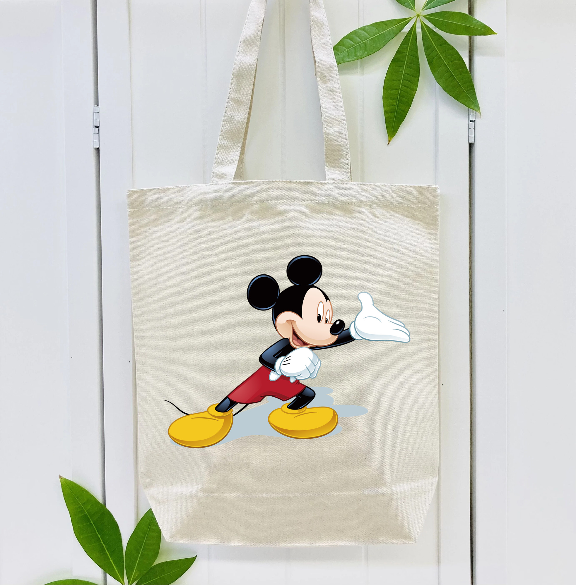 ミッキーマウス Mickey Mouse 縦型キャンバス生地手提げバッグ　トートバッグ