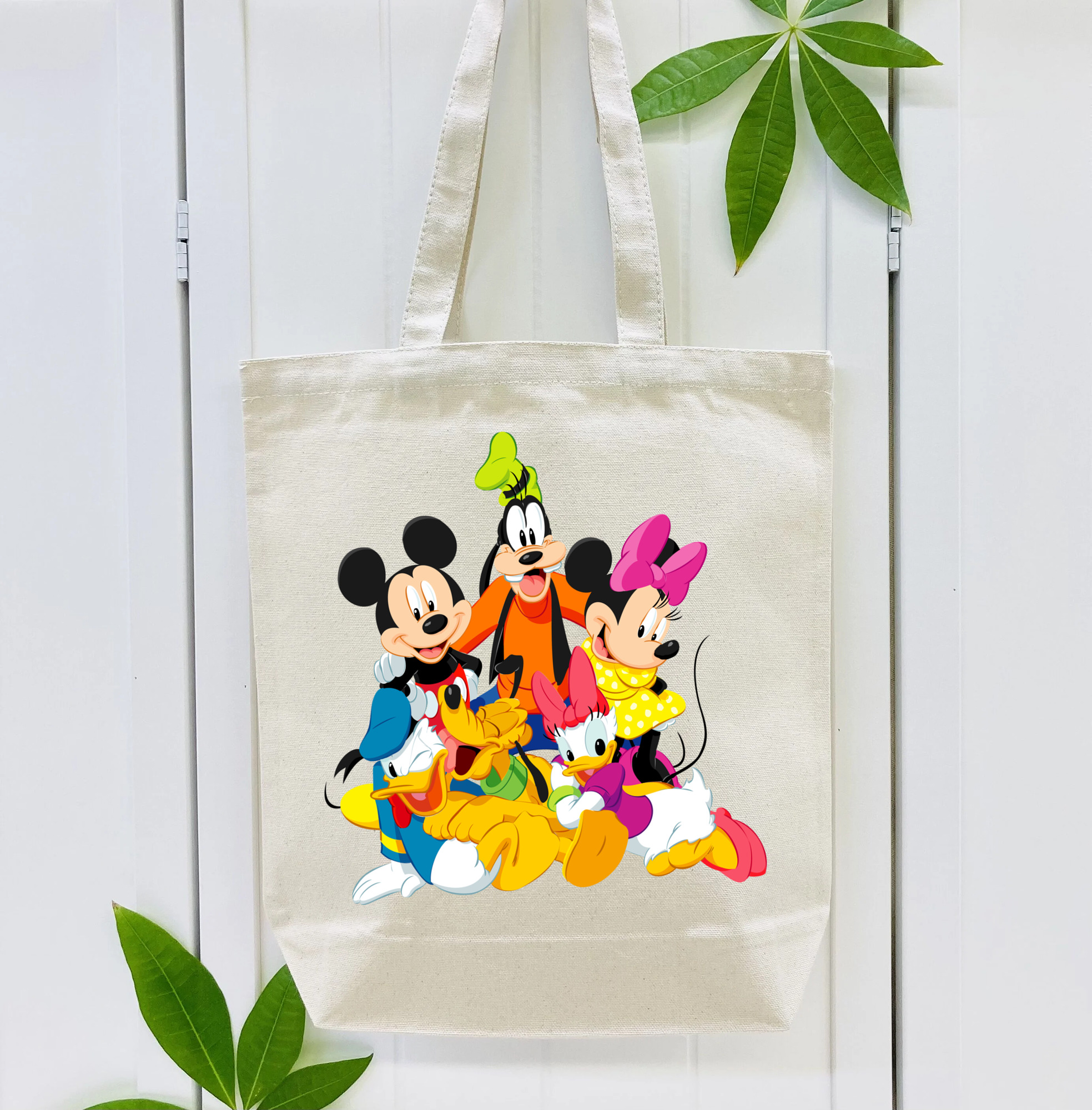 ミッキーマウス Mickey Mouse 縦型キャンバス生地手提げバッグ　トートバッグ