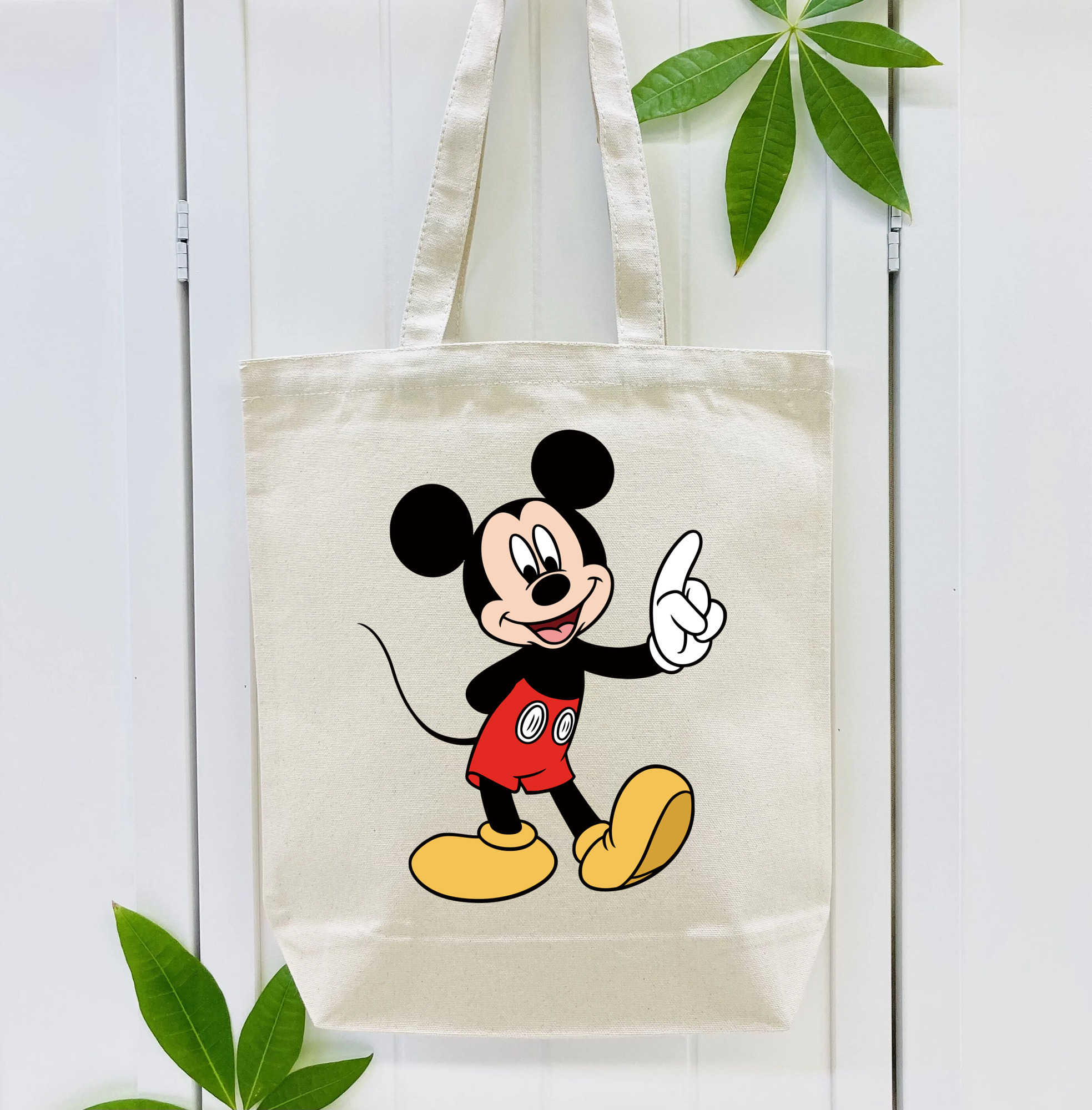 ミッキーマウス Mickey Mouse 縦型キャンバス生地手提げバッグ　トートバッグ